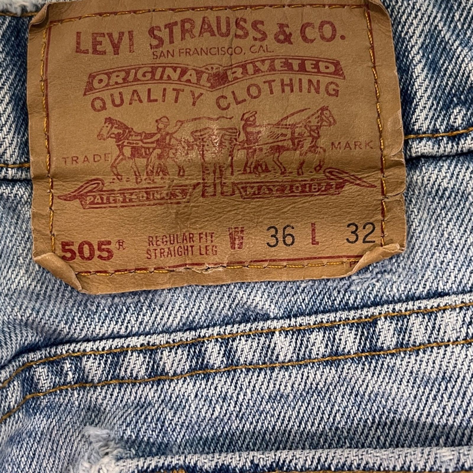 Levi's Vtg 1990's Levi’s 505 blue jeans Size US 36 / EU 52 - 4 Thumbnail