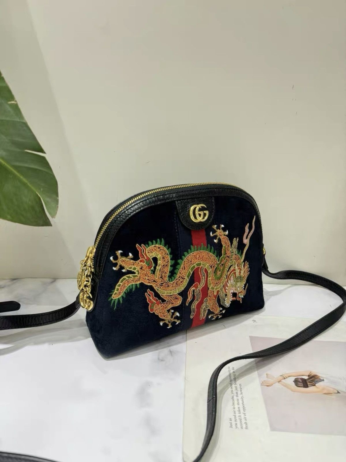 Gucci Gucci Dragon Ophidia Suede Small Crossbody Bag Size ONE SIZE - 3 Thumbnail