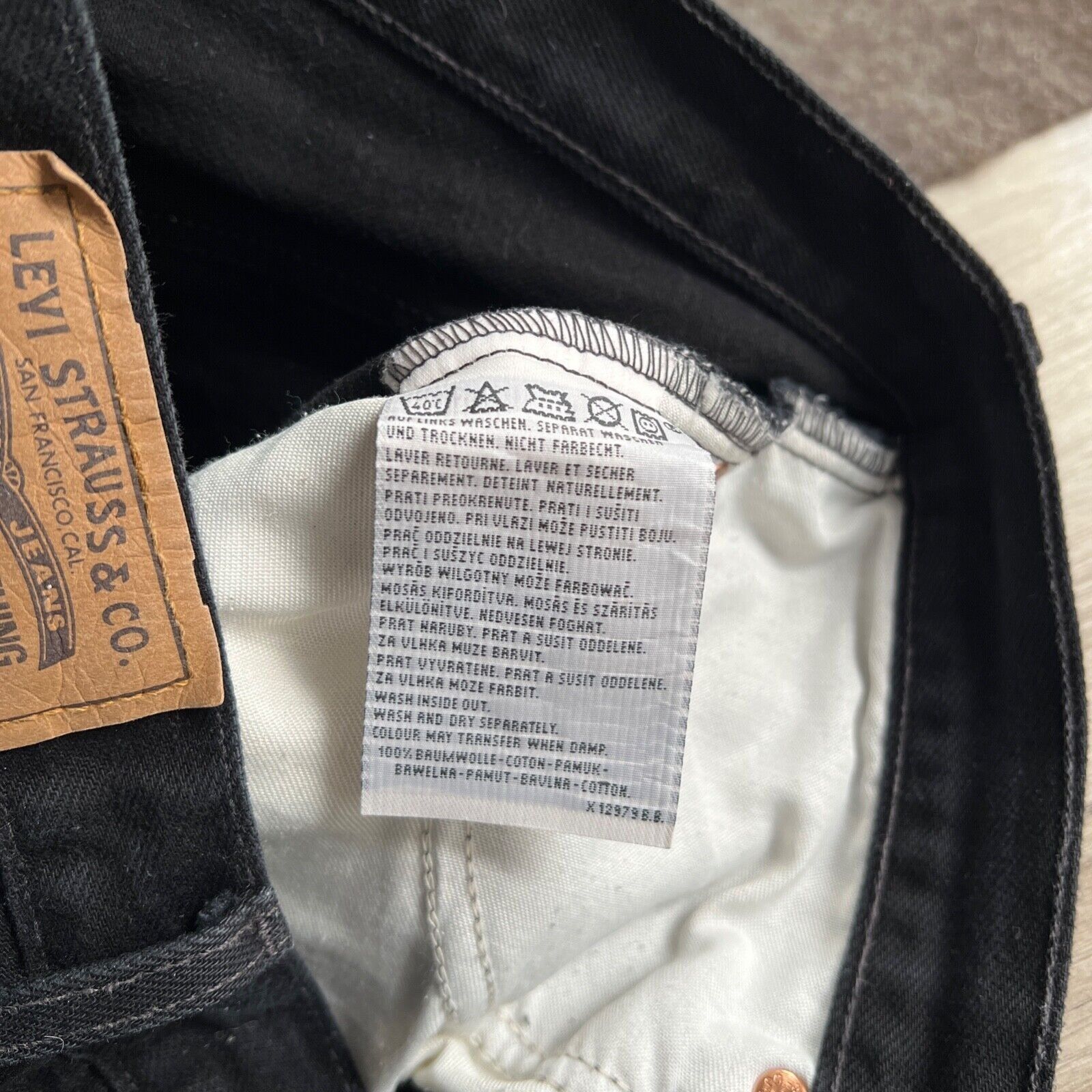 Jean Levi's 615 Orange Tab Vintage Black Denim Jeans 8752AC Size US 33 - 7 Thumbnail
