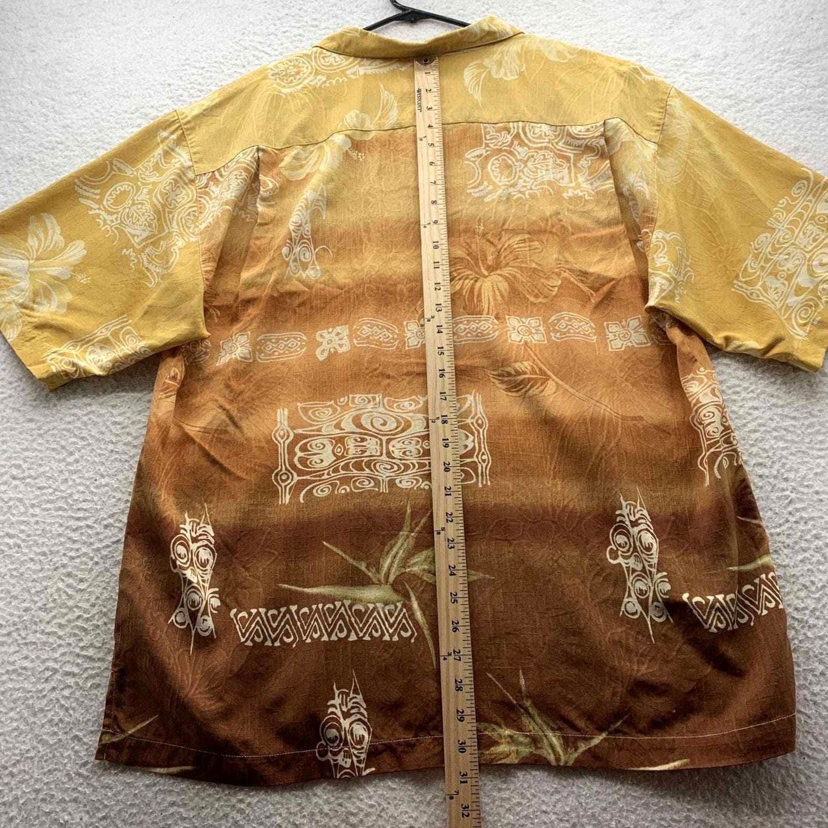 Tommy Bahama Tommy Bahama Shirt Mens XL Hawaiian Silk Tiki Floral Ombre Dad Orange Size US XL / EU 56 / 4 - 6 Thumbnail