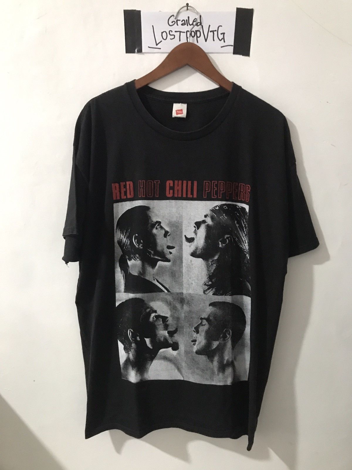 image of Band Tees x Hanes Red Hot Chili Peppers Tour Tees Vintage in Faded Black, Men's (Size XL)