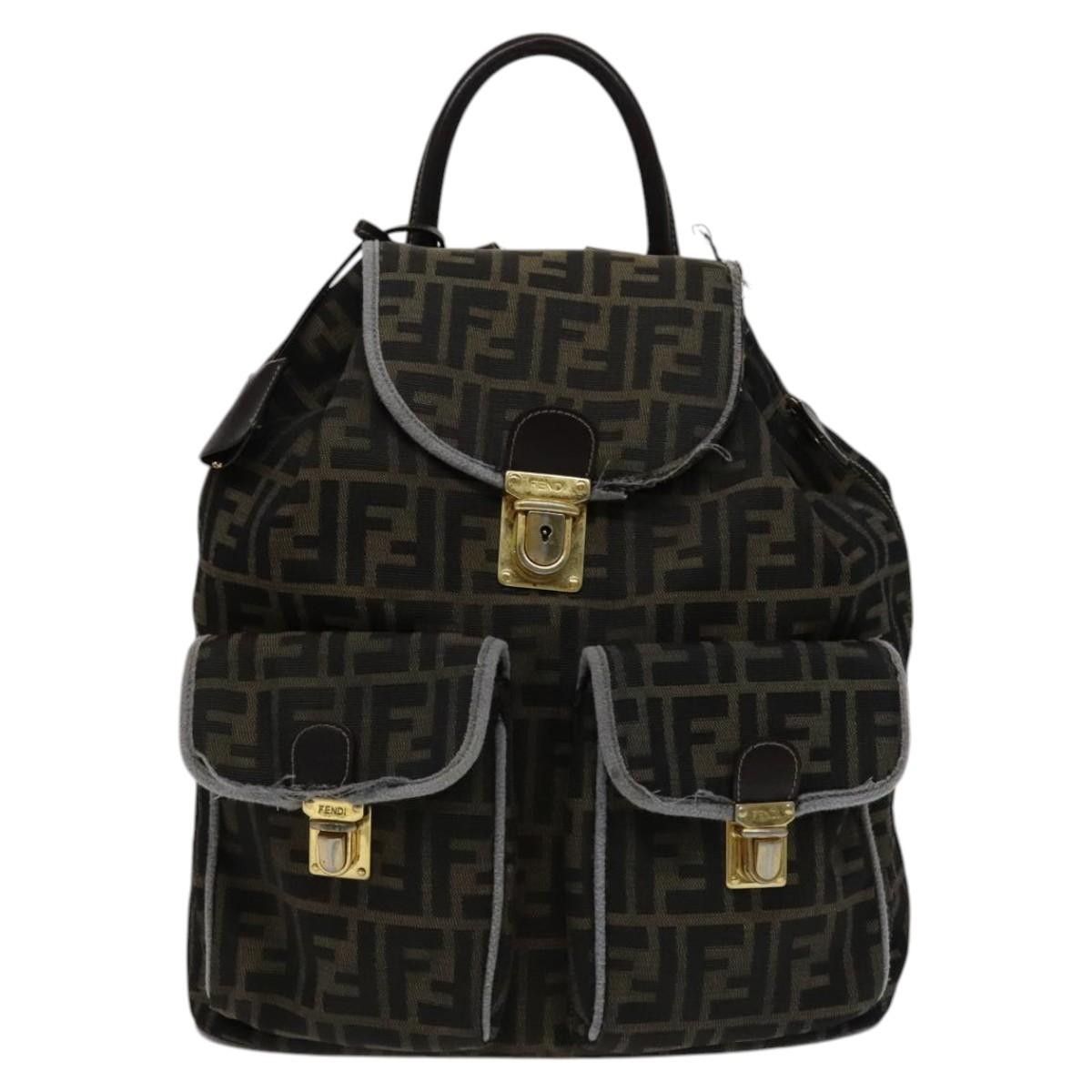 Fendi FENDI Zucca Canvas Backpack Brown Black Gold Size ONE SIZE - 2 Thumbnail