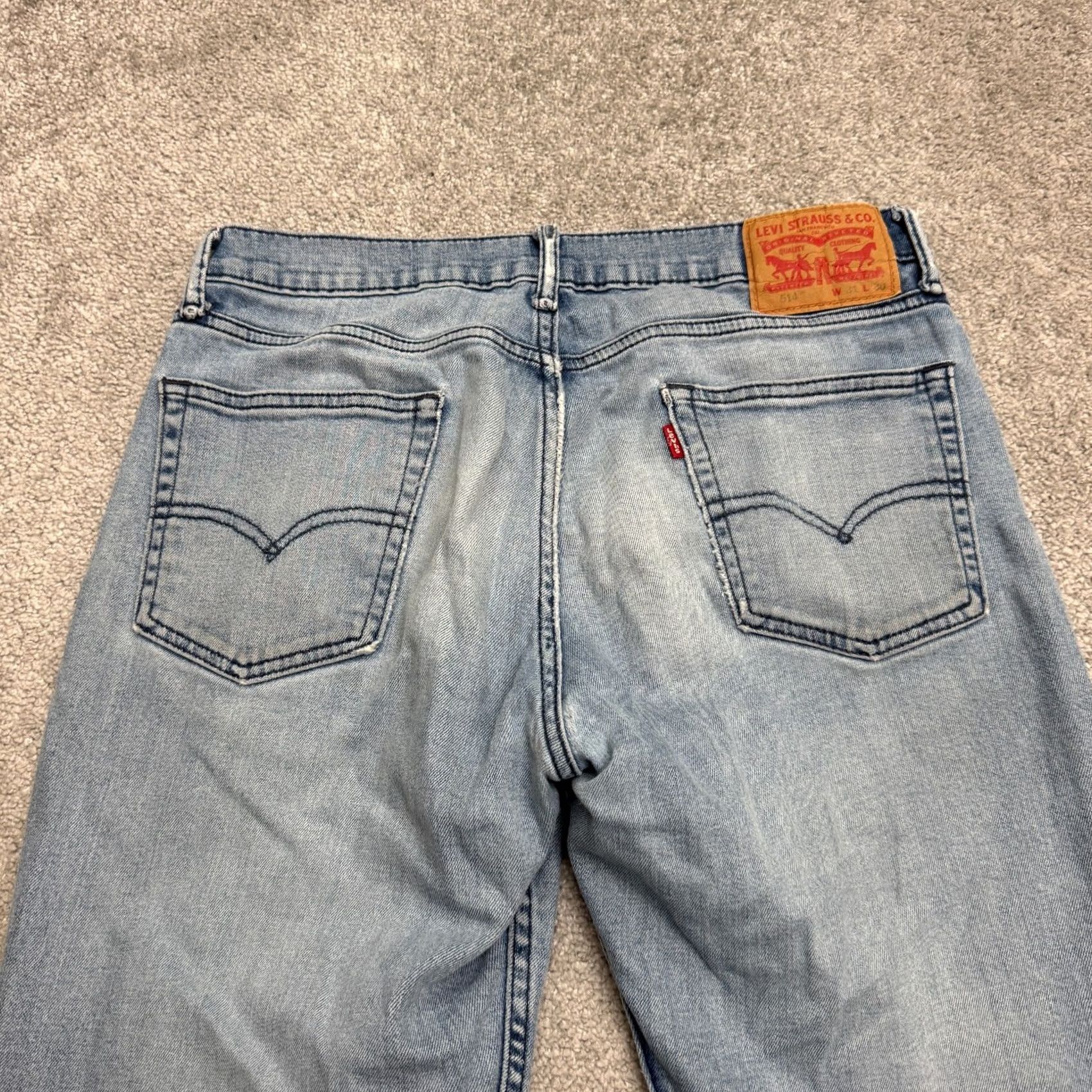 Levi's Levi's 514 Straight Denim Jeans Mens 31x30 Blue Light Wash Cotton Casual Regular Fit Size US 31 - 5 Thumbnail