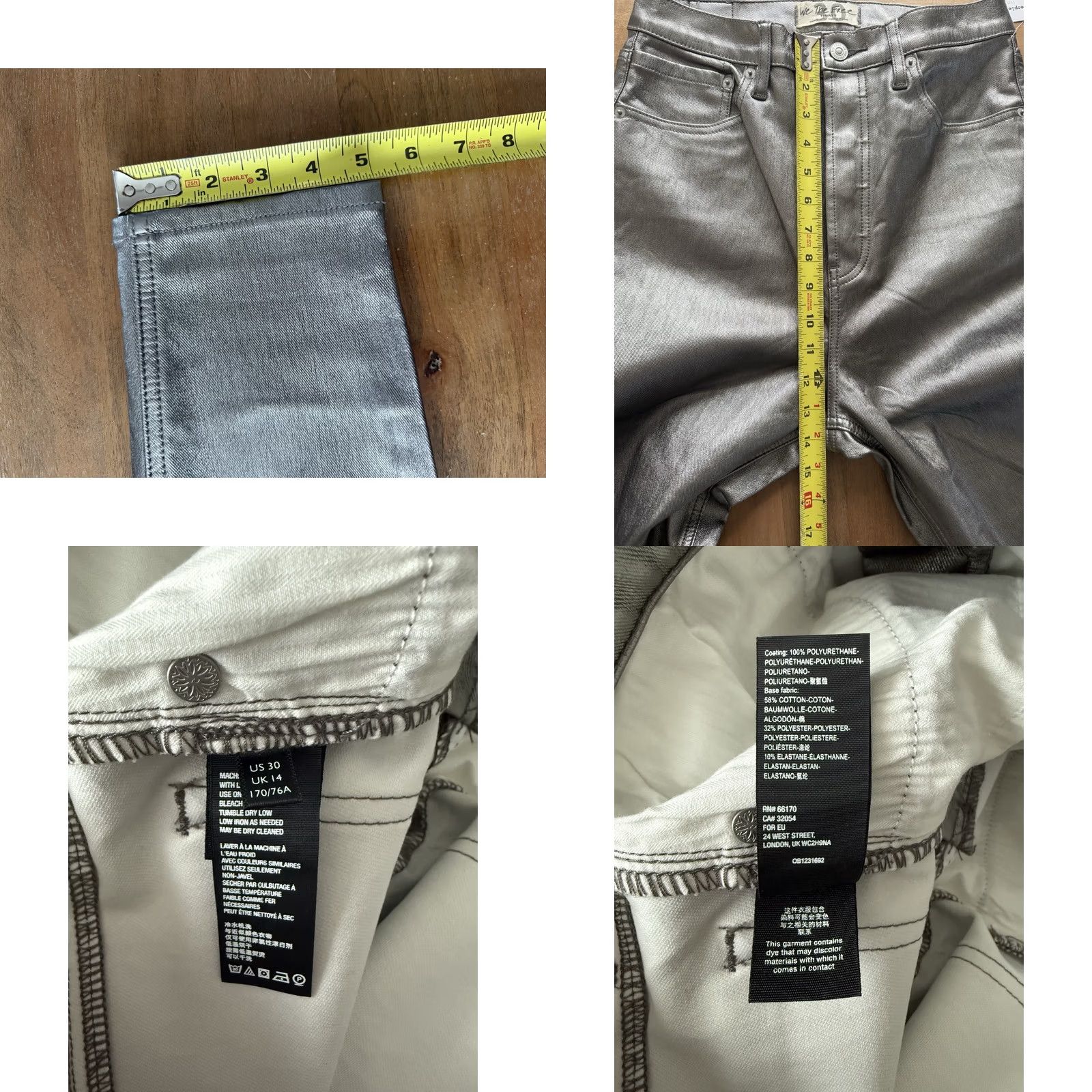 Free People Free People Phoenix Coated Ankle Silver Skinny Jeans Womens 30 Slim 5-Pocket City Festival Logo Womens Size 30" / US 8 / IT 44 - 8 Thumbnail