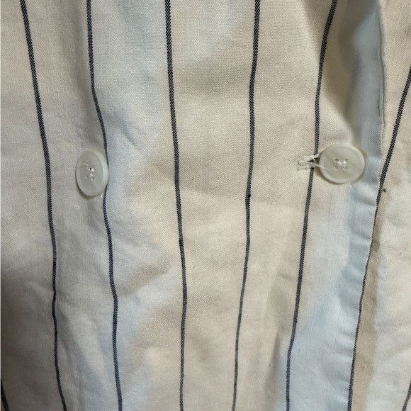 Other GAP Striped Linen Blend Blazer Sz 0 White w Navy Pinstripes Size XS / US 0-2 / IT 36-38 - 7 Thumbnail