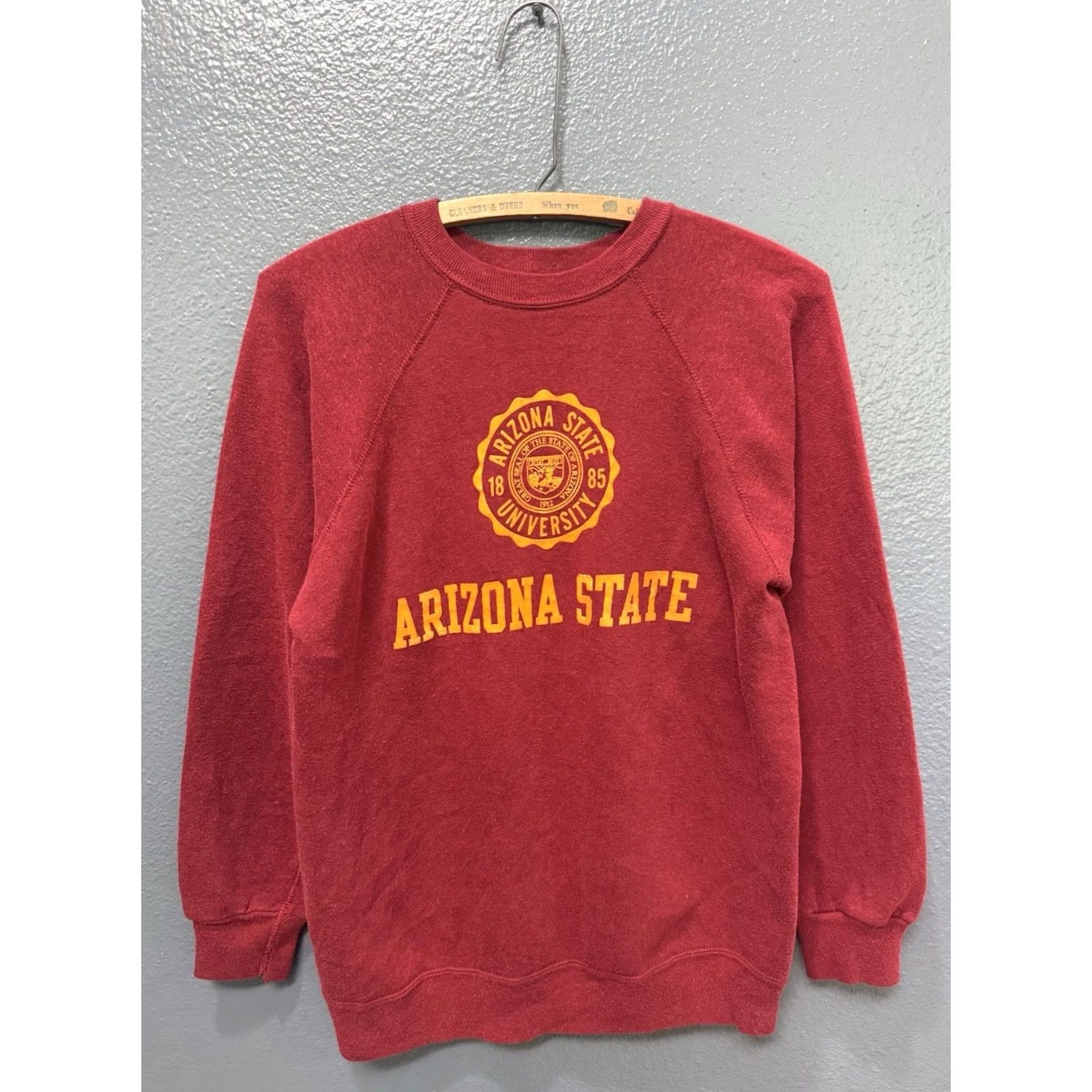 Vintage VINTAGE Artex Arizona State University Flock Print Red Sweatshirt M Men Pullover 70s University Mens Size US M / EU 48-50 / 2 - 3 Thumbnail
