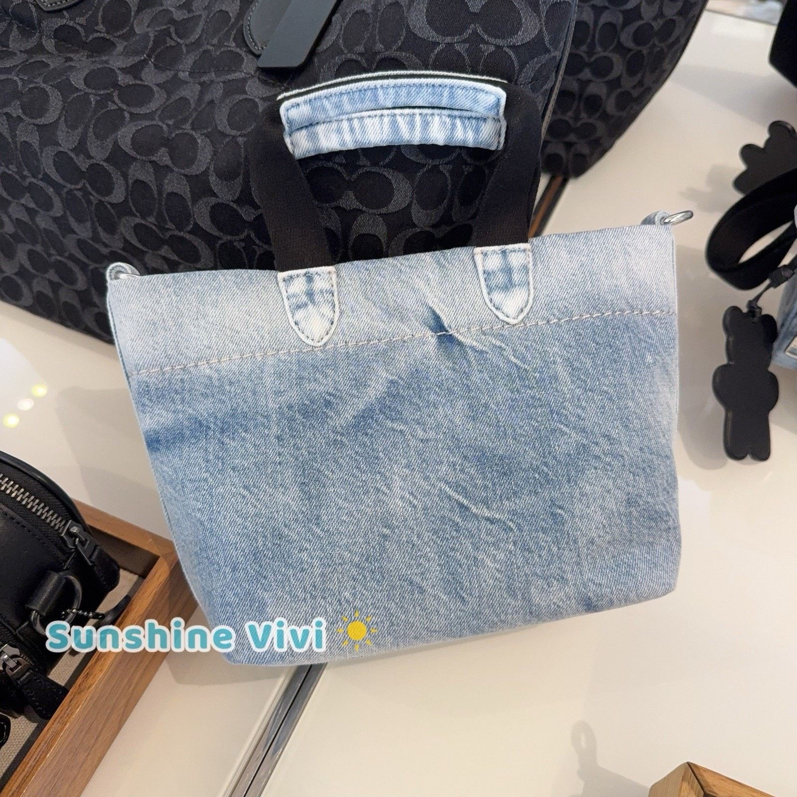 Coach NWT COACH CEB33 Mini Tour Tote Bag Loved Denim Light Indigo Size ONE SIZE - 2 Thumbnail
