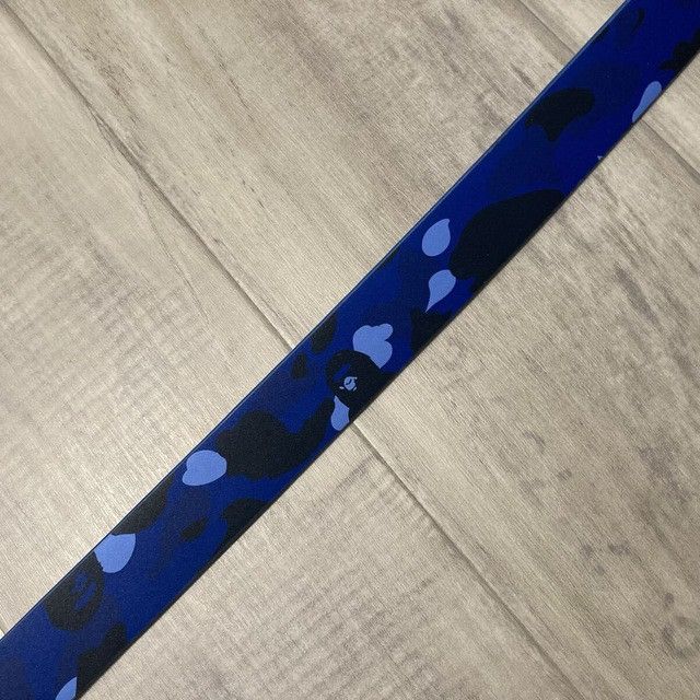 Bape BAPE LOGO rhinestone buckle leather belt Blue Camo crystal Size ONE SIZE - 4 Thumbnail