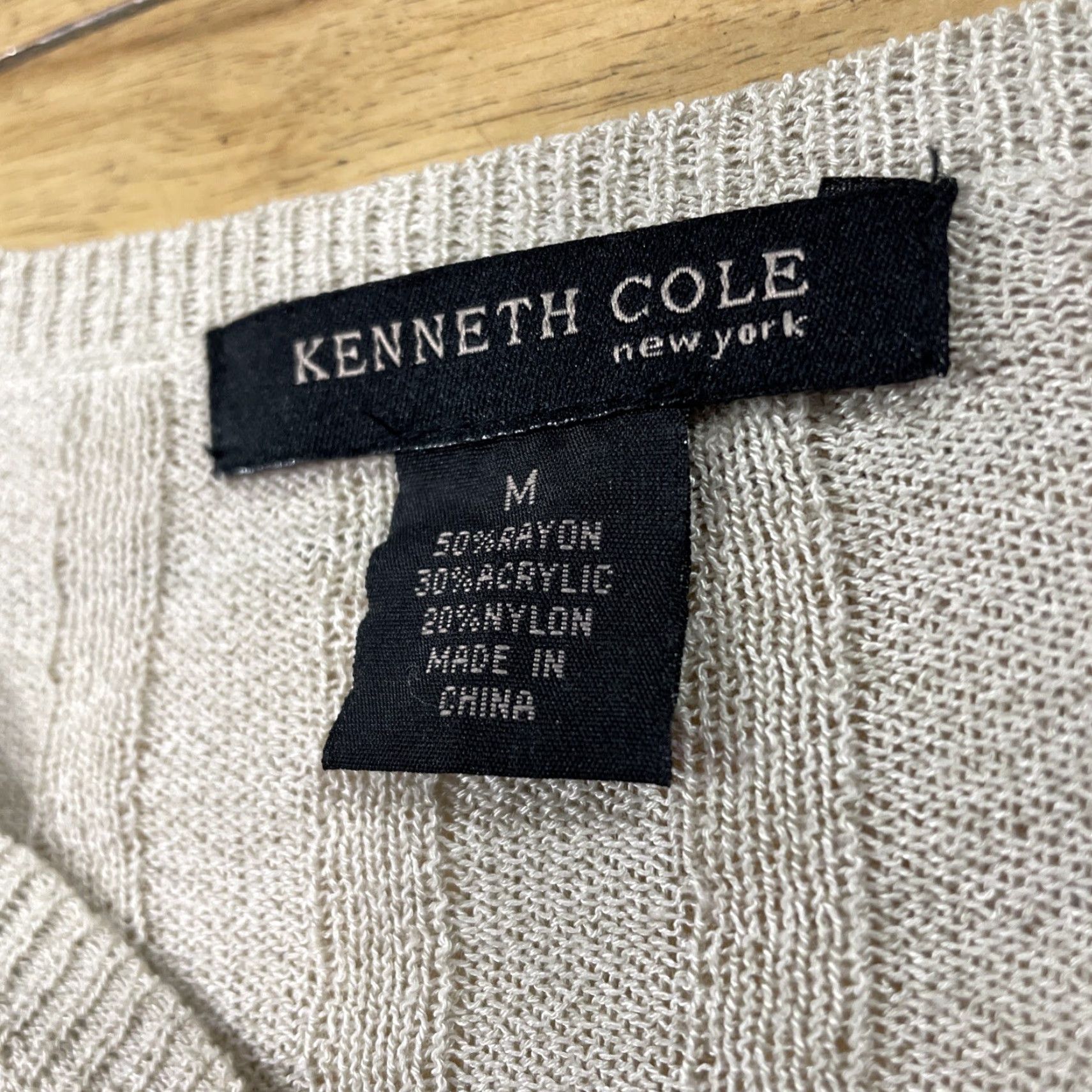 Kenneth Cole VINTAGE Kenneth Cole NY Ribbed Stretch Sweater Women M Tan Brown Minimal Western Vneck Shirt Size M / US 6-8 / IT 42-44 - 5 Thumbnail