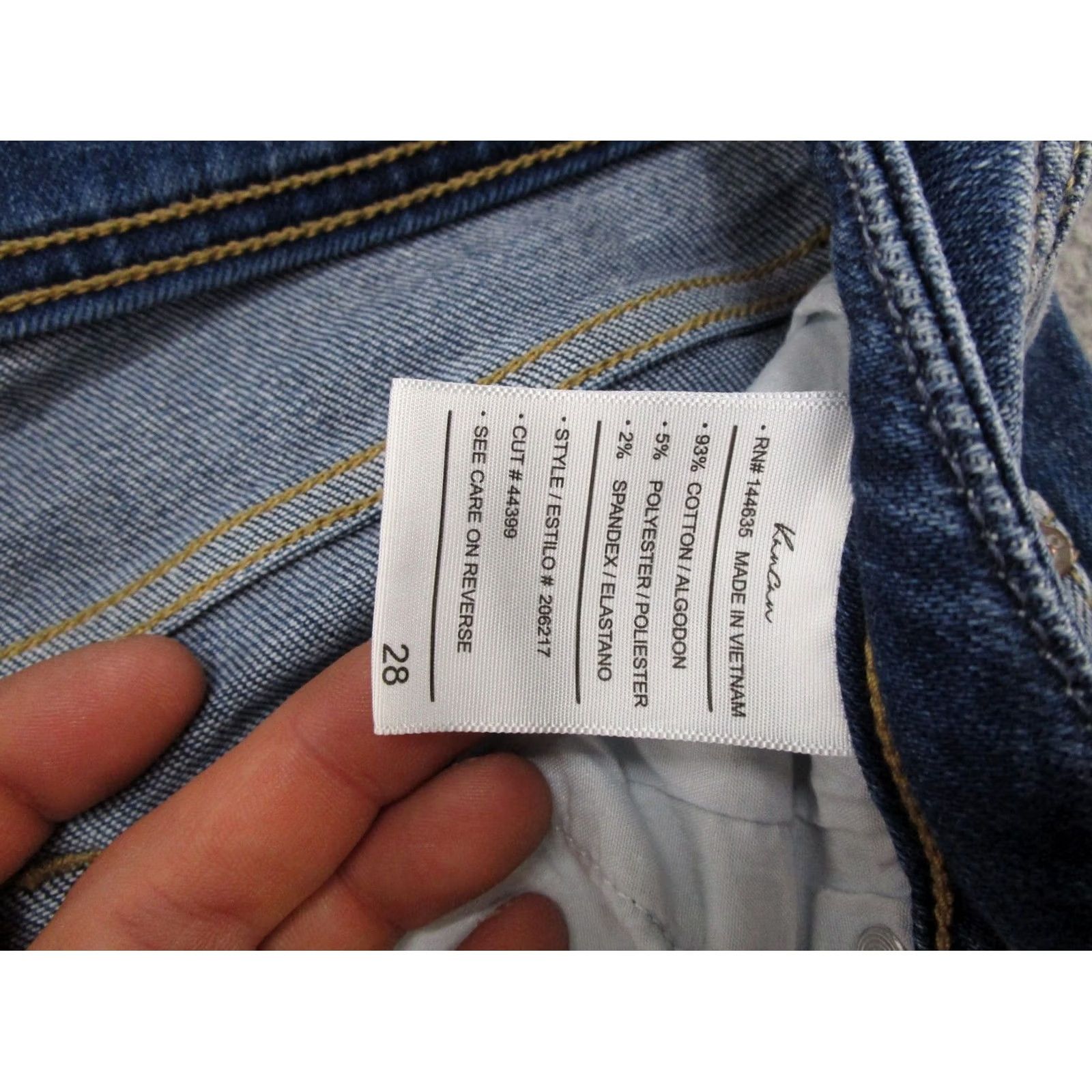 Vintage Kancan Jeans Womens Size 28 Blue Stretch Denim Distressed 5-Pocket Flared Raw Hem Jeans Size 28" / US 6 / IT 42 - 5 Thumbnail