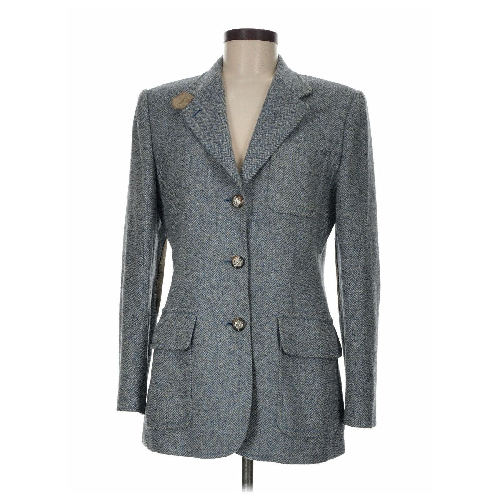 Ralph Lauren VTG Ralph Lauren Herringbone Blazer Leather Elbow Equestrian Size M / US 6-8 / IT 42-44 - 1 Thumbnail