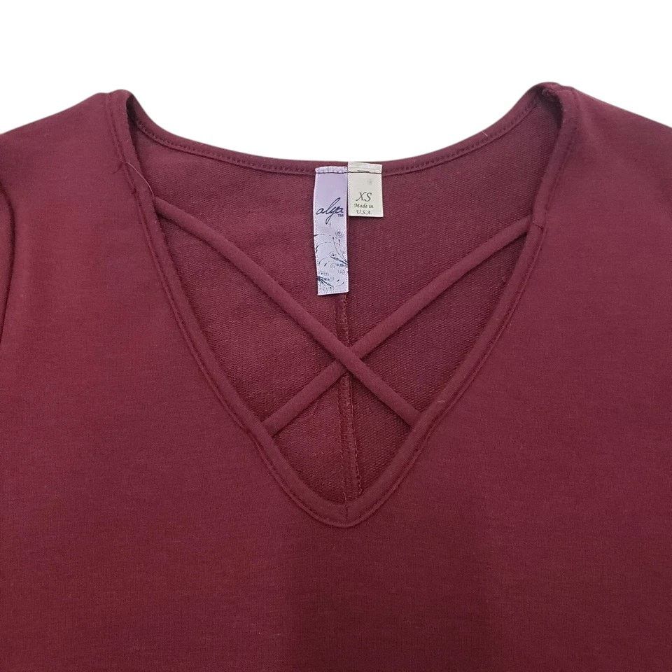 Other Alya Dress Made in USA Burgundy XS Cut out Crisscross V-Neck Size XS / US 0-2 / IT 36-38 - 8 Thumbnail