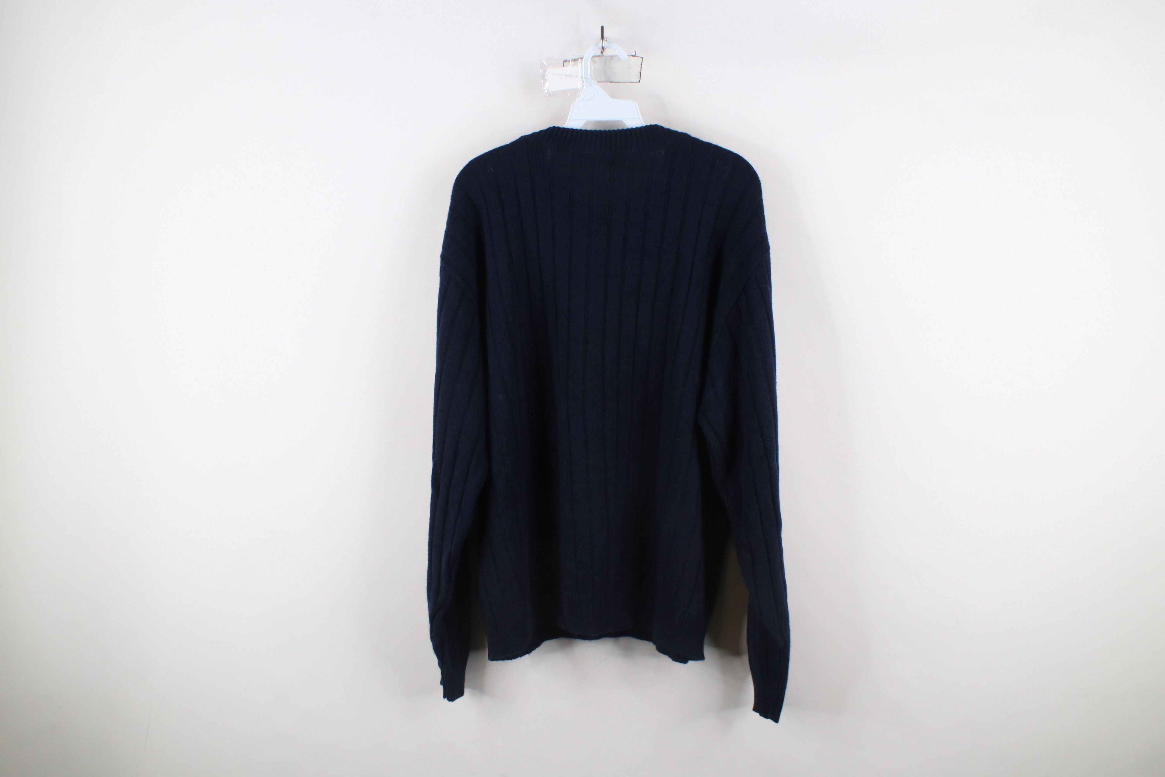 Vintage Vintage 90s Streetwear Ribbed Knit Crewneck Sweater Navy USA Size XXL / US 16-18 / IT 52-54 - 7 Thumbnail