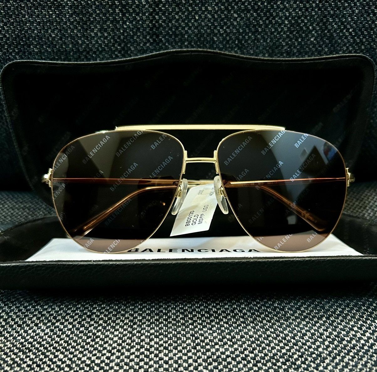 image of Balenciaga Bb0013S 005 Gold Aviator Unisex 59Mm Sunglasses in Brown Gold, Men's