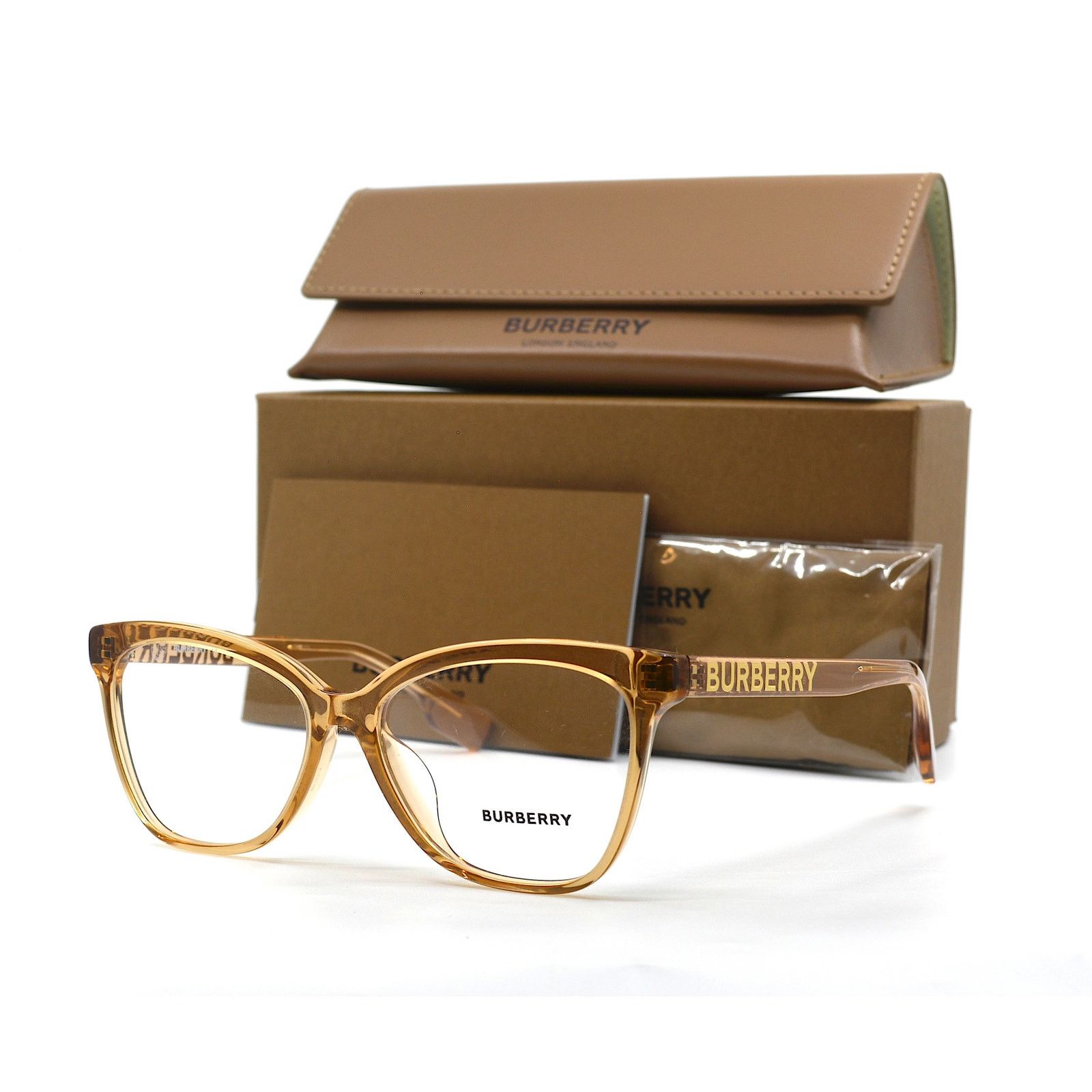 Burberry NEW BURBERRY BE2364F 3779 TRANSPARENT BROWN EYEGLASSES FRAME Size ONE SIZE - 5 Thumbnail