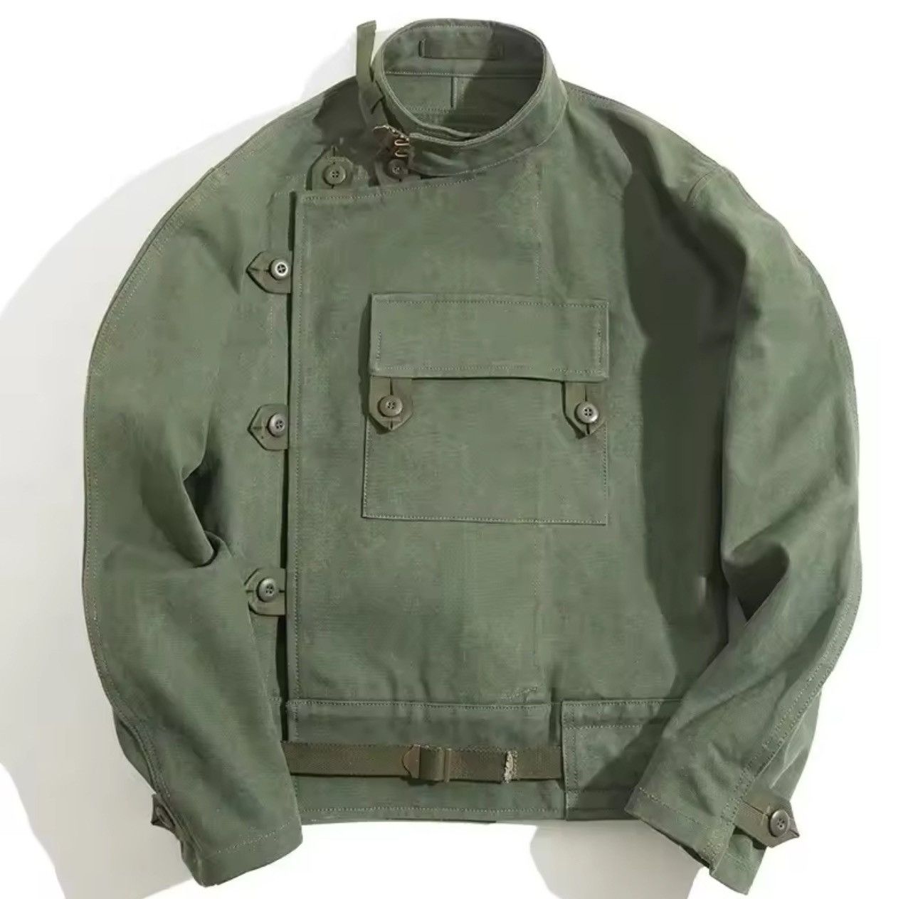 Jean Motorcycle Loose Streetwear Army Green Jacket Size US XXL / EU 58 / 5 - 5 Thumbnail
