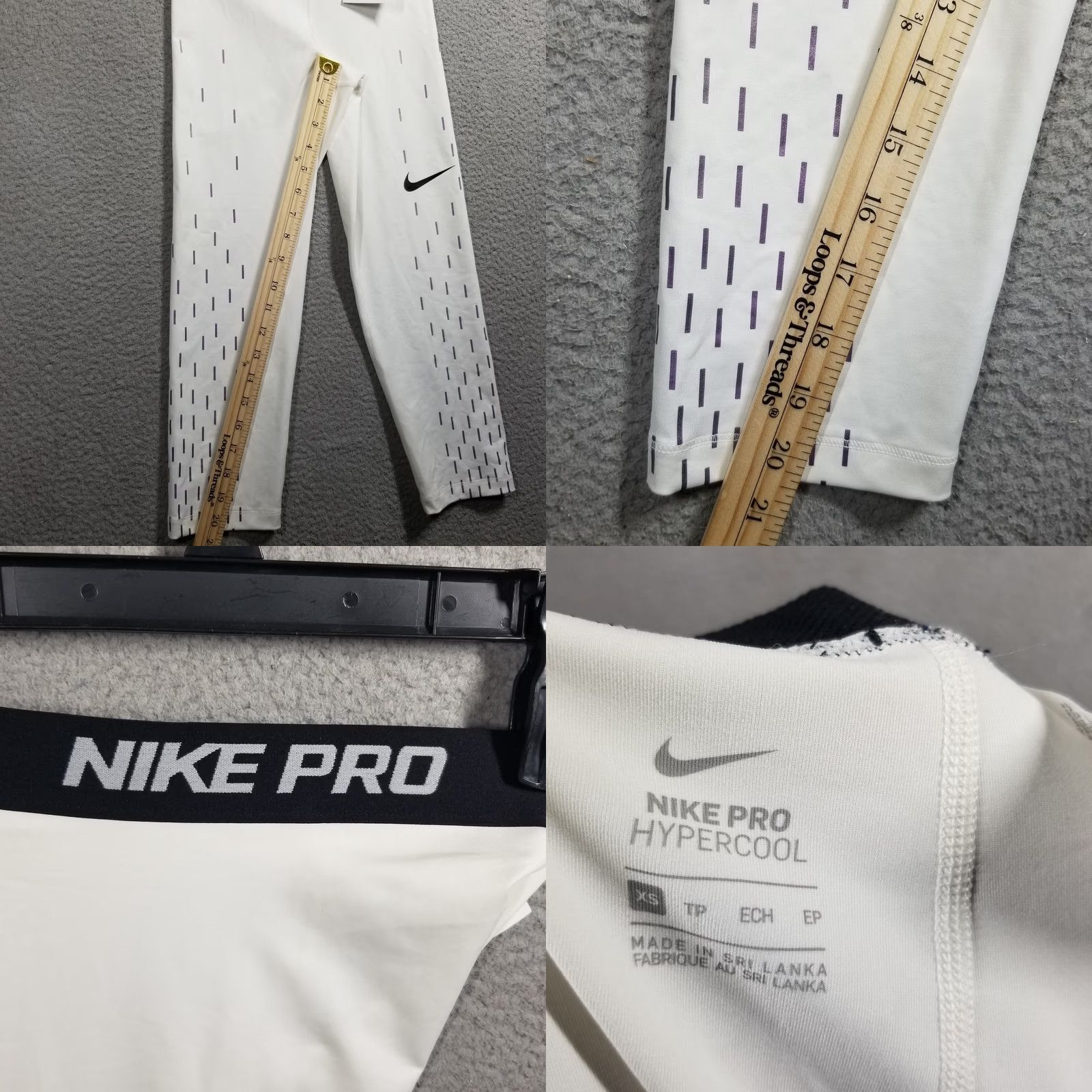 Nike Nike Pro Womens XS Leggings Capri White Black Rain Drop 3/4 Dri-Fit Hypercool Sample Size 26" / US 2 / IT 38 - 8 Thumbnail