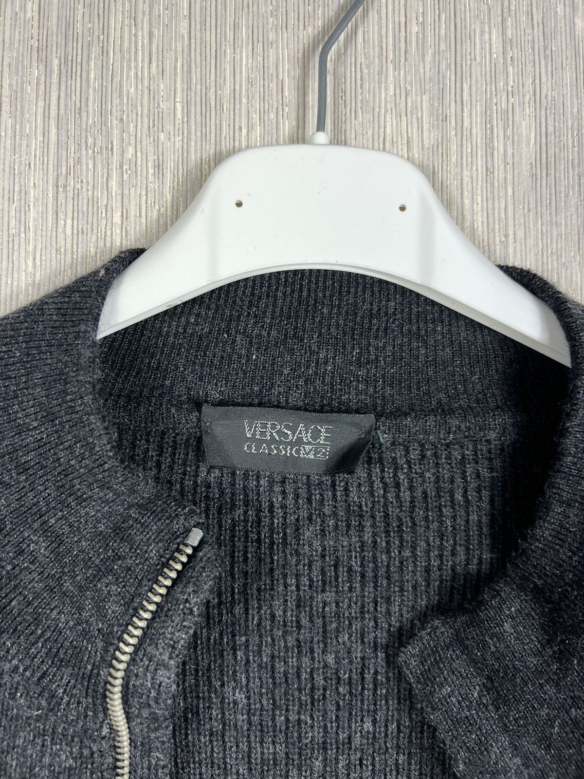 Versace Vintage Versace classic v2 asymmetric zip wool knit sweater Size US L / EU 52-54 / 3 - 19 Thumbnail