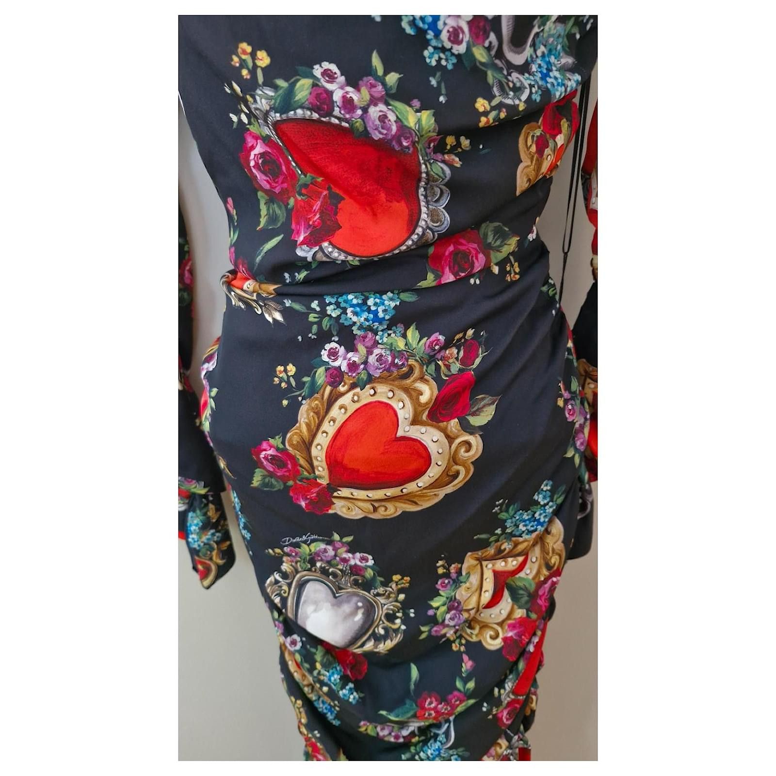 Dolce & Gabbana o1y0825 Midi Dress in Multicolor Size XS / US 0-2 / IT 36-38 - 2 Thumbnail