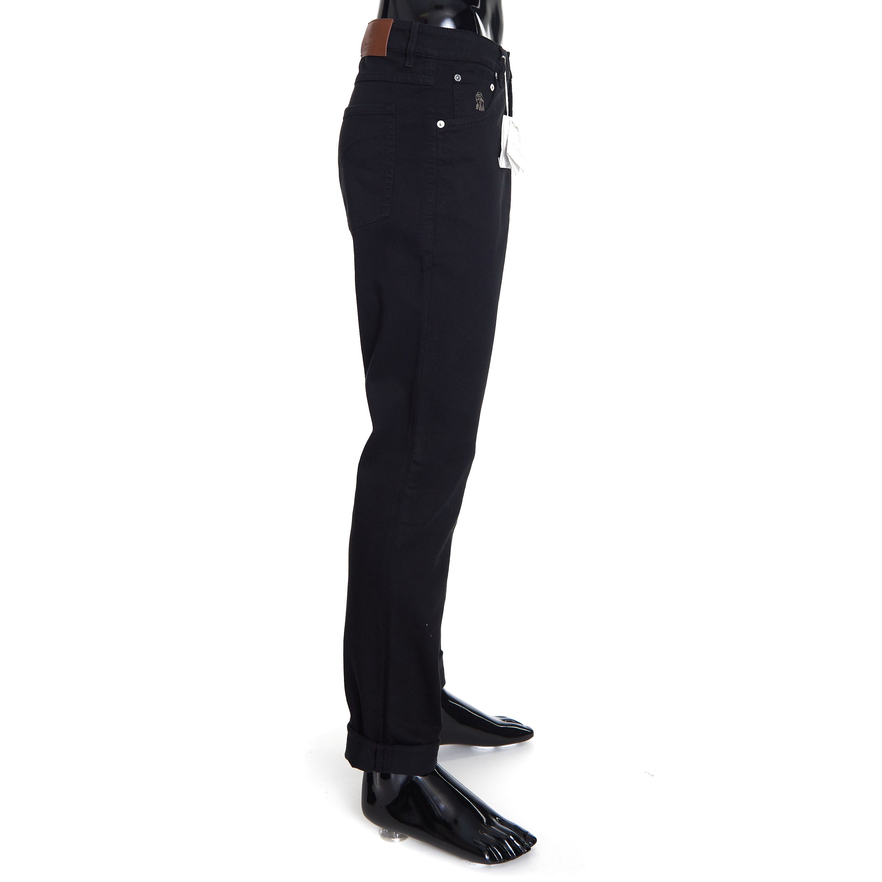 Brunello Cucinelli Black Stretch Denim Trousers - Slim Fit, Five-Pocket Size US 42 / EU 58 - 7 Thumbnail