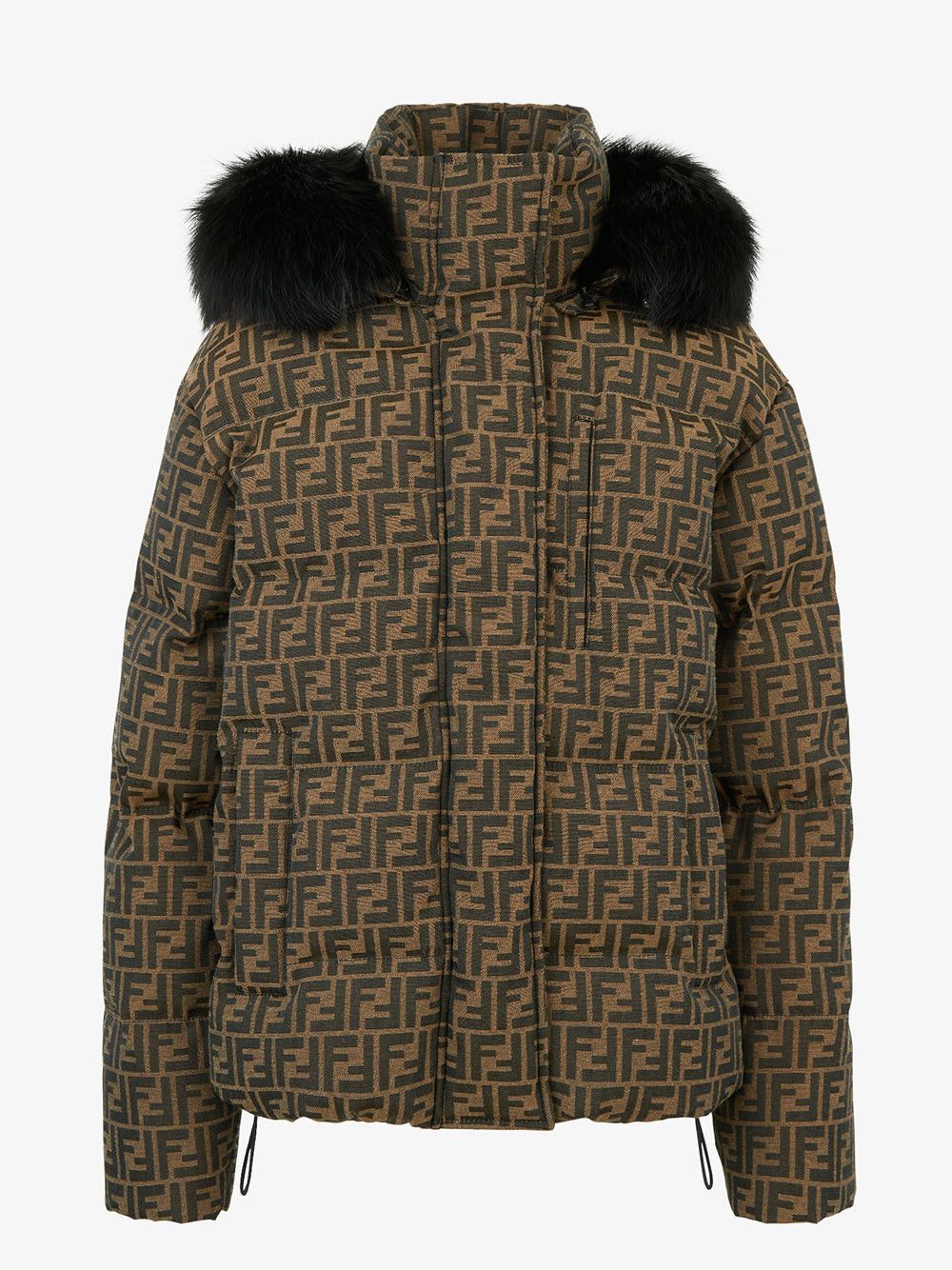 image of Fendi Logo Down Jacket Size S in Black, Women's