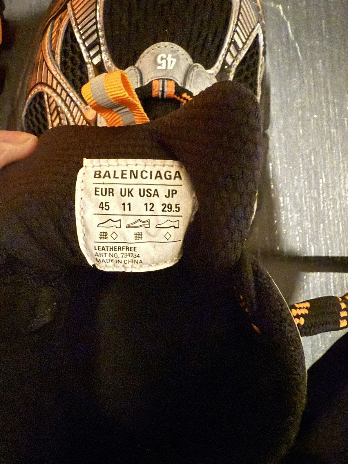 Balenciaga Balenciaga Runner Oversized Sole Sneakers – BLK/Orange/SLVR Size US 12 / EU 45 - 5 Thumbnail