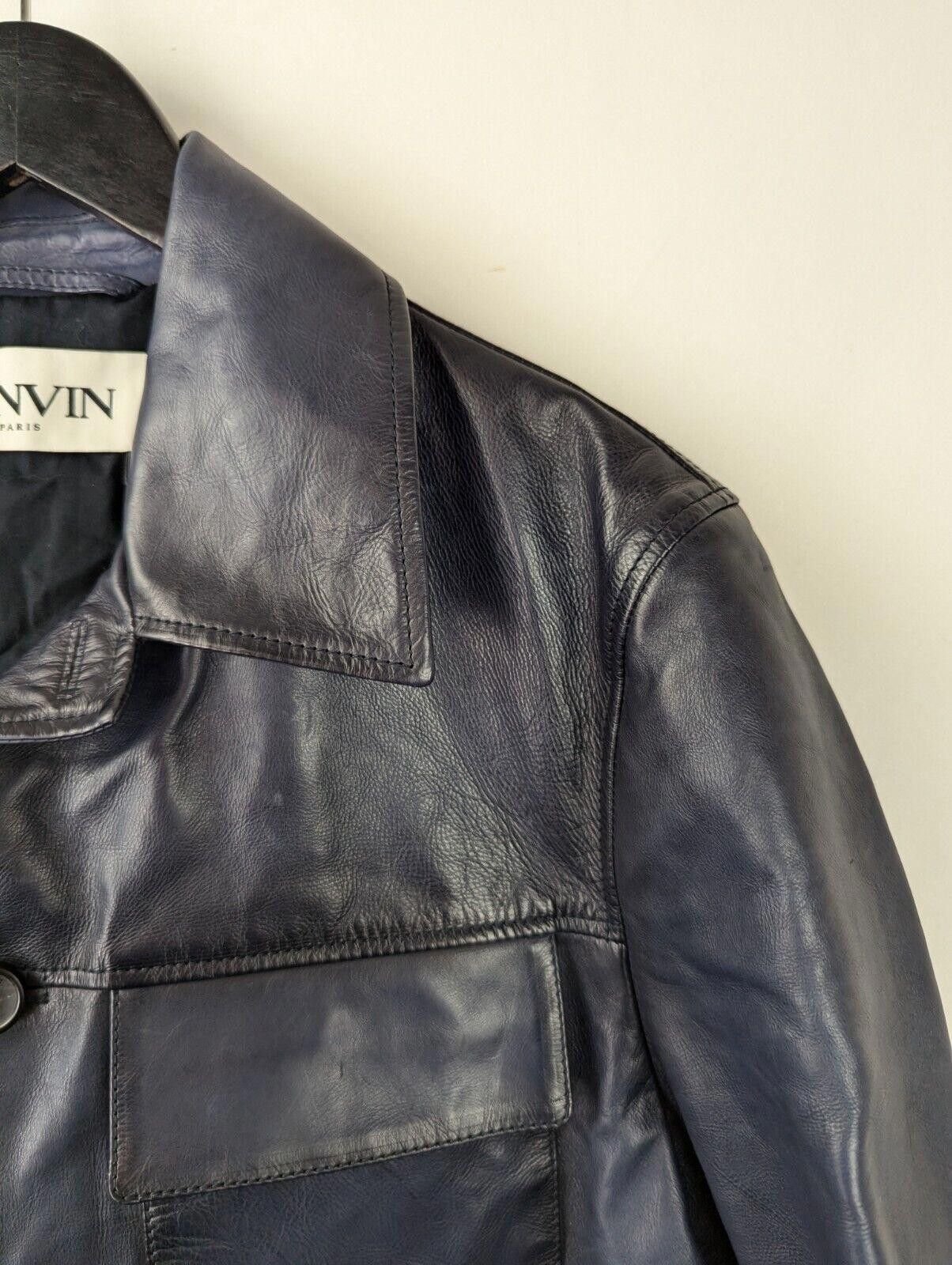 Lanvin 2022 LANVIN Blue Hand Patina Leather Jacket Sz US 38 Size US M / EU 48-50 / 2 - 4 Thumbnail