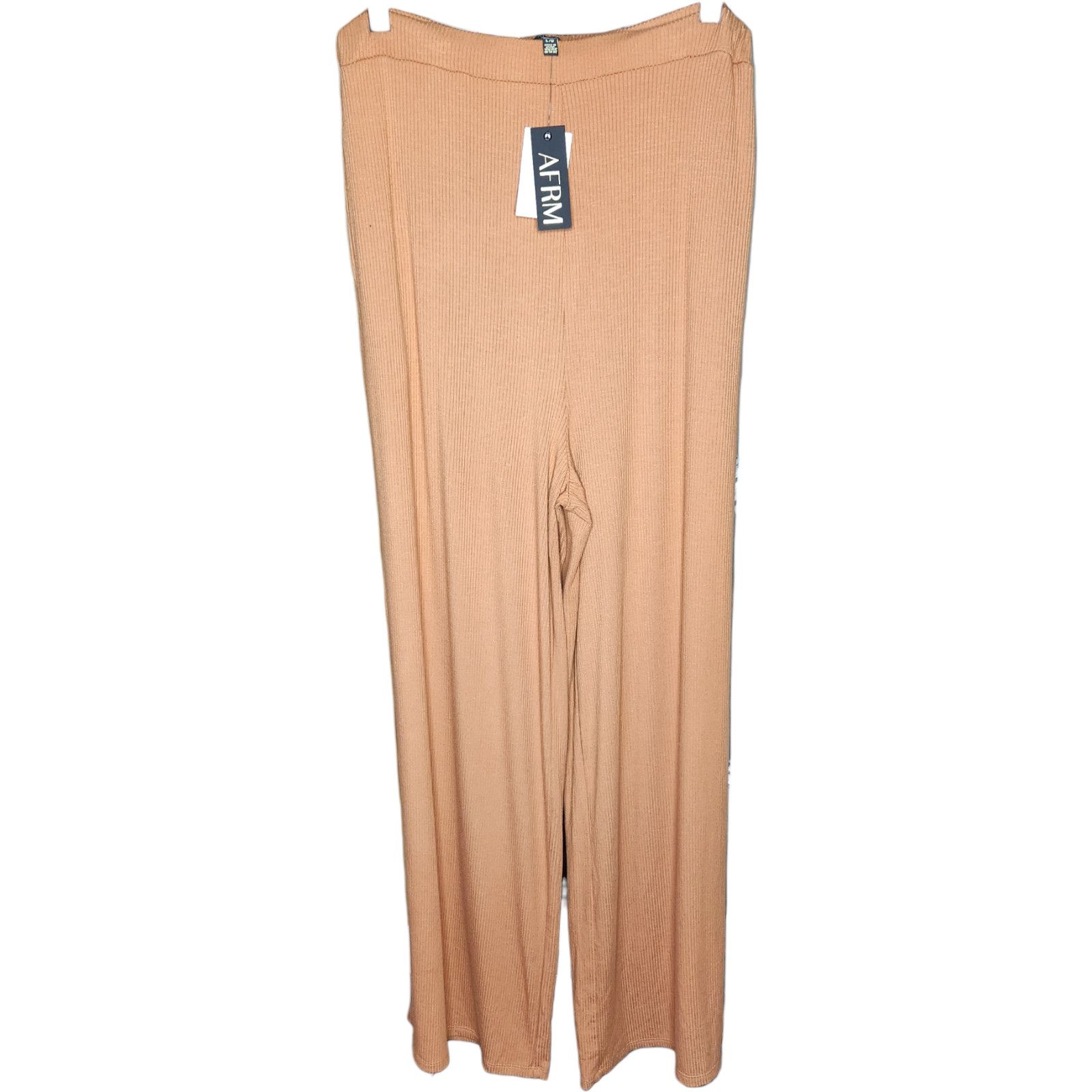 Other AFRM Womens Large Caramel Ribbed Wide Leg Knit Casual Pant Size 30" / US 8 / IT 44 - 1 Thumbnail