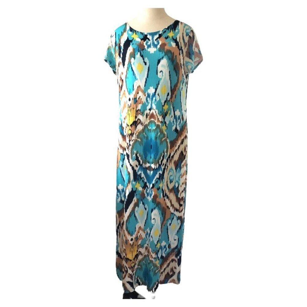 Chicos CT1580 Chico's Travelers Abstract Pattern Maxi Dress Size 1 | Grailed