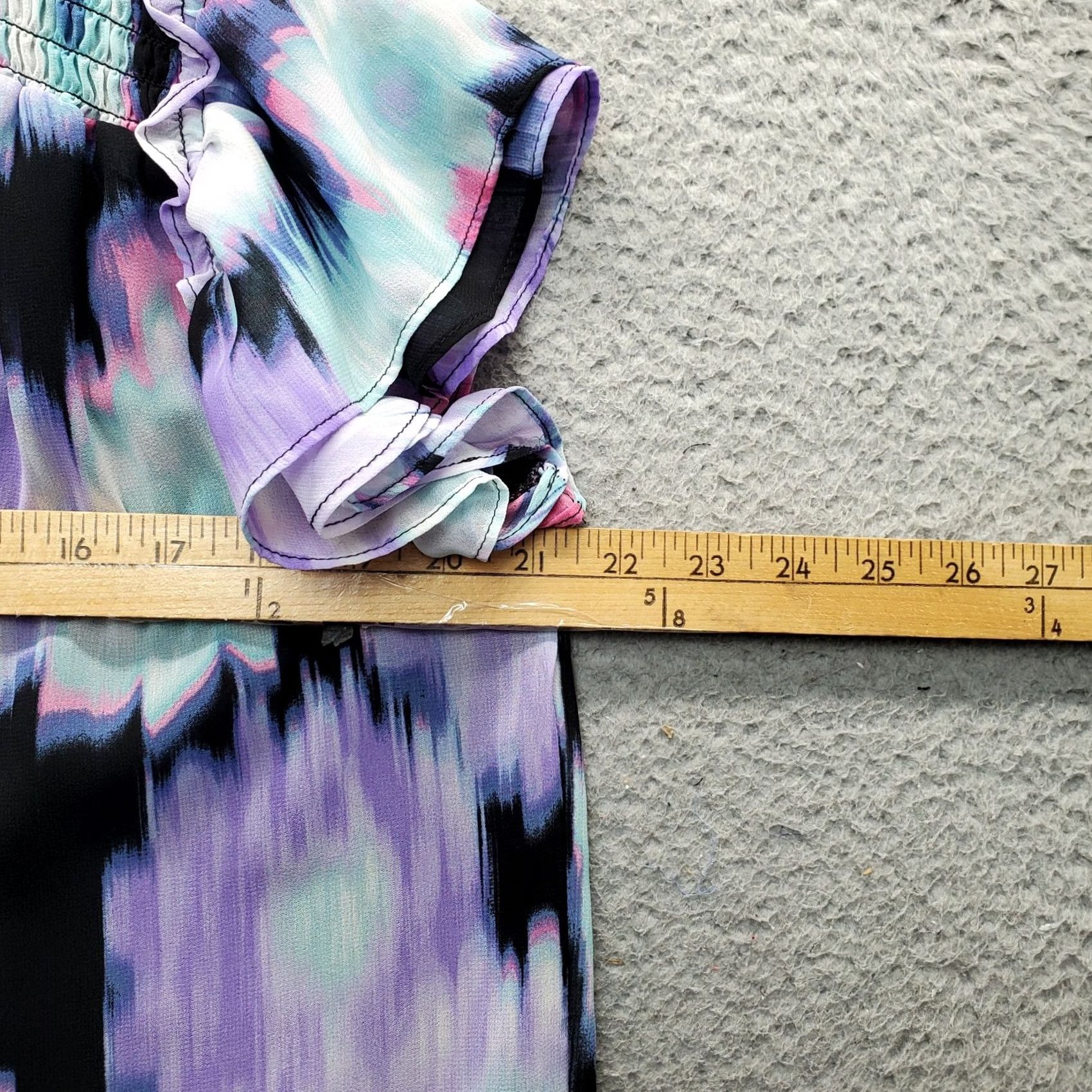 Calvin Klein Calvin Klein Blouse Womens M Multicolor Tie Dye Flutter Sleeve Ruffle Tie Neck V-Neck 100% Polyester Casual Party/Cocktail Size M / US 6-8 / IT 42-44 - 4 Thumbnail