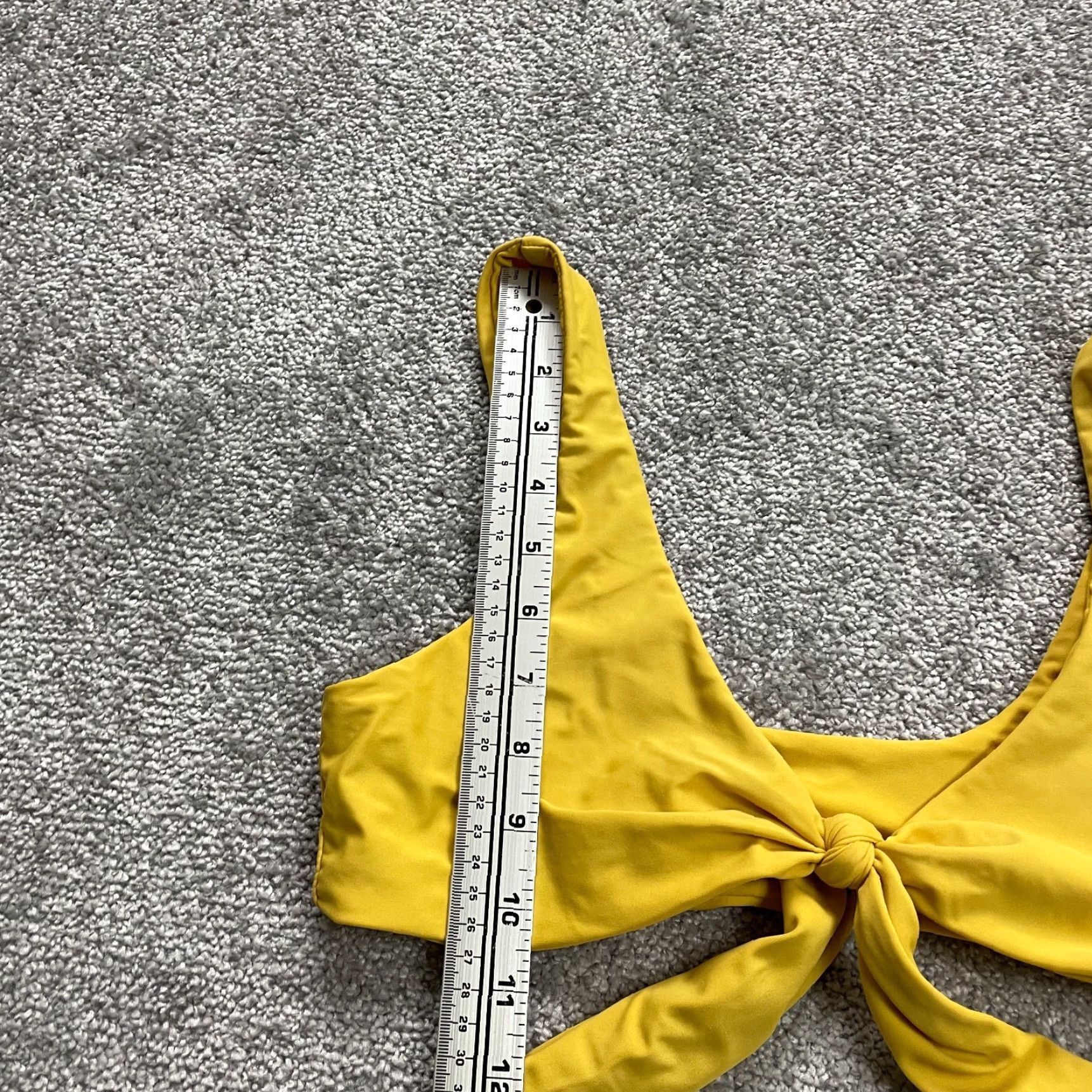 Vintage Women’s Yellow Bikini Top Medium Wide Strap Summer Beach Nylon Spandex Tie Front Swimwear Size M / US 6-8 / IT 42-44 - 4 Thumbnail