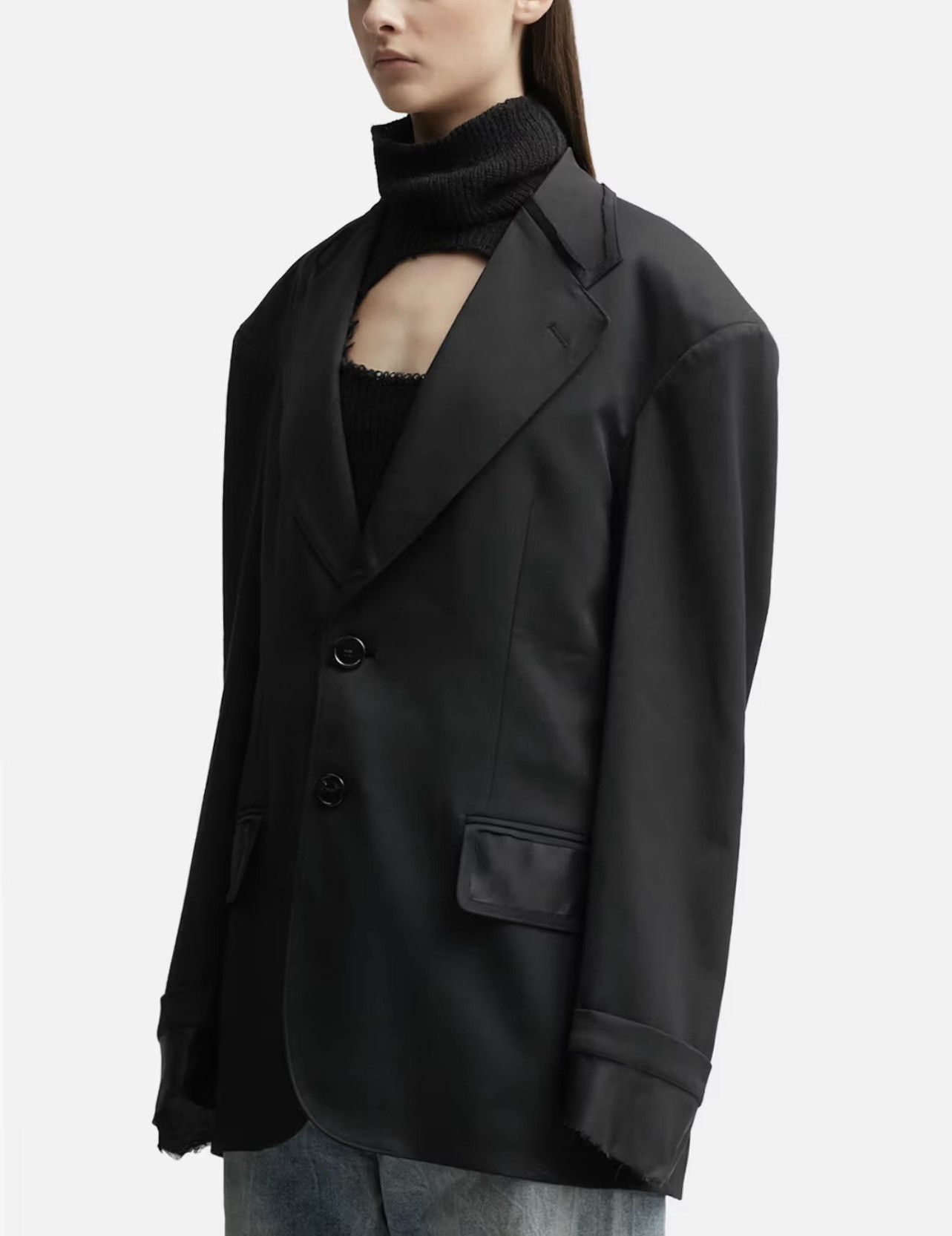 Maison Margiela !DS! SS23 Maison Margiela Deconstructed Black Blazer Jacket Size L / US 10 / IT 46 - 4 Thumbnail