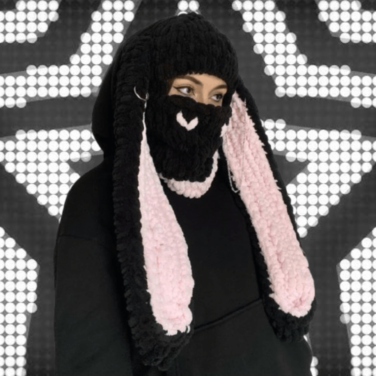 Other BL4NKF4CE Knitted Rabbit Ears Crochet Balaclava Hat Size ONE SIZE - 3 Thumbnail