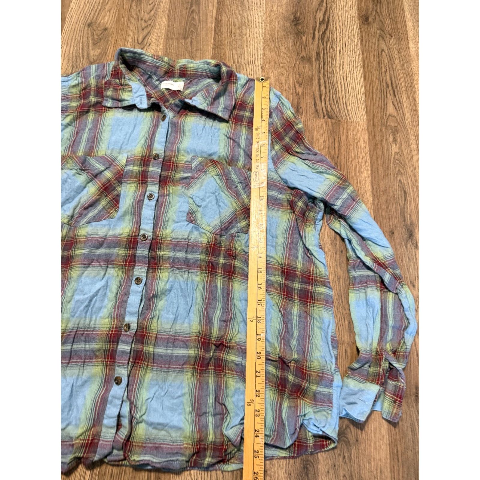 Vintage Maurices Blouse Womens 3X Green Red Blue Plaid Long Sleeve Button Up Relaxed Fit Size XXL / US 16-18 / IT 52-54 - 7 Thumbnail