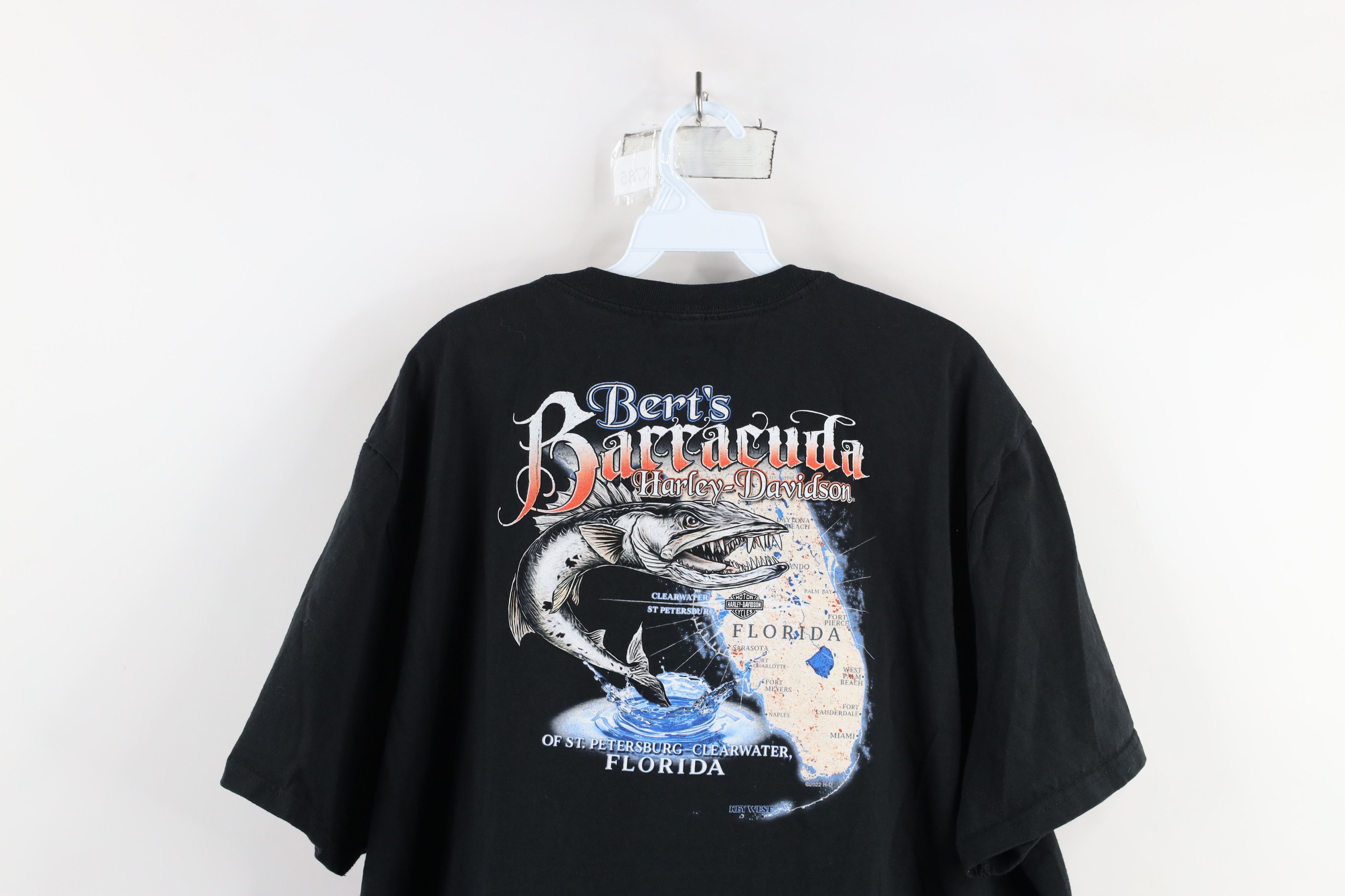Harley Davidson × Vintage Y2K Harley Davidson Spell Out Barracuda Fish T-Shirt Black Size US XXL / EU 58 / 5 - 11 Thumbnail