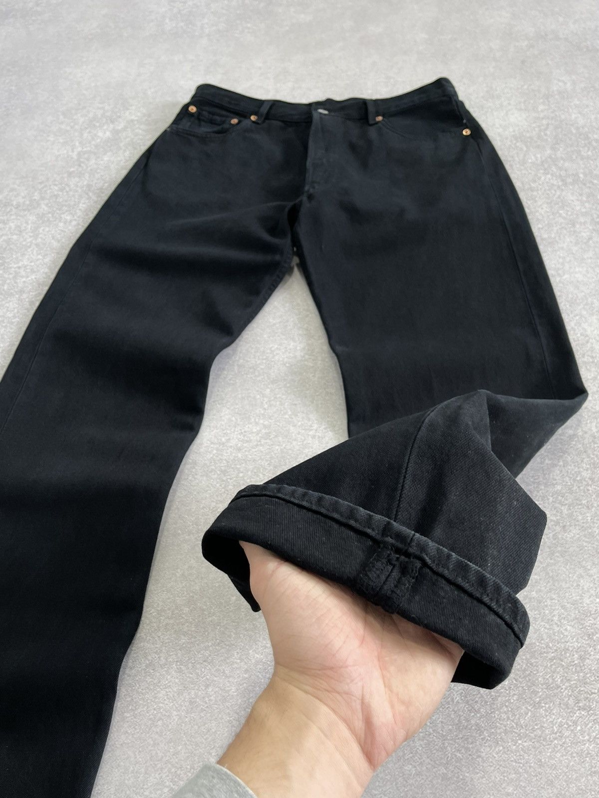 Levi's Vintage Levi's 501 Red Tab Straight Fit Black Denim Jeans Size US 36 / EU 52 - 4 Thumbnail