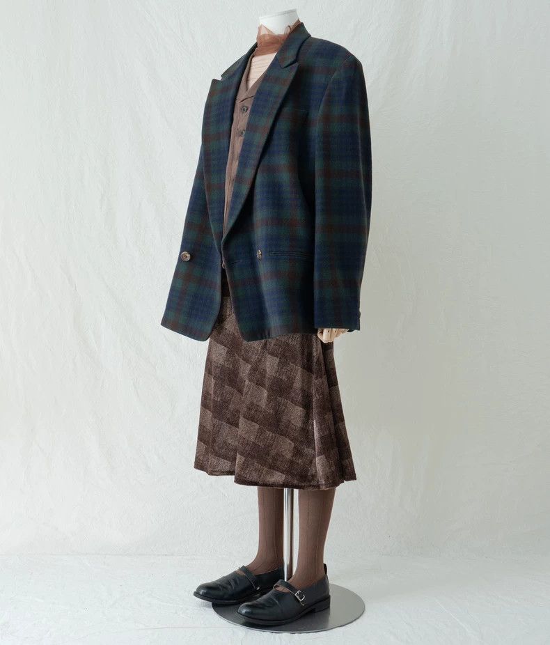 Yohji Yamamoto Yohji Yamamoto size s Blue-green wool plaid double-breasted Size 38R - 4 Thumbnail