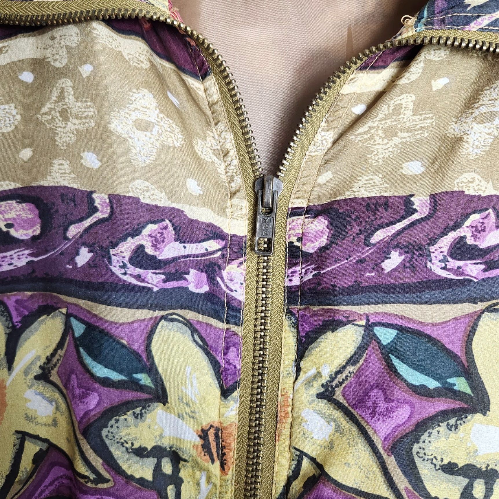 Vintage VINTAGE Silk Ncounter Womens 100% Silk Floral Abstract Bomber Jacket-Size M Size M / US 6-8 / IT 42-44 - 4 Thumbnail