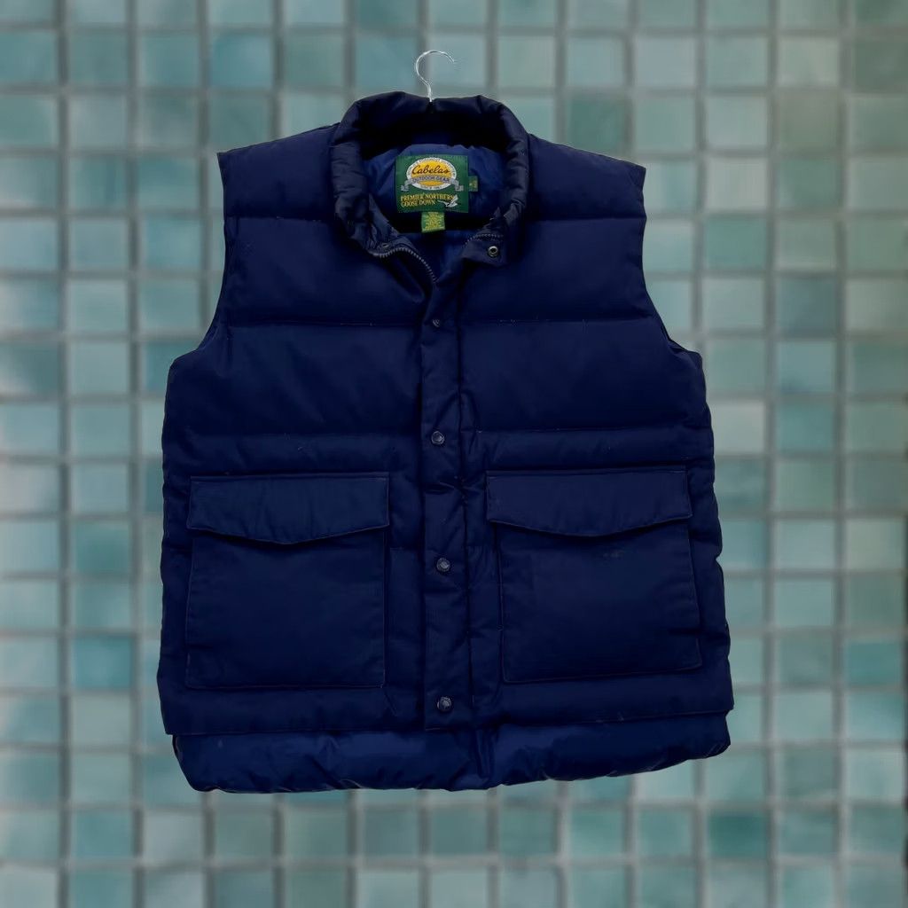 Vintage VTG Cabela's Vest Mens Medium Blue Goose Down Puffer Parka Mock Snap Hiking Size M Size US M / EU 48-50 / 2 - 1 Thumbnail