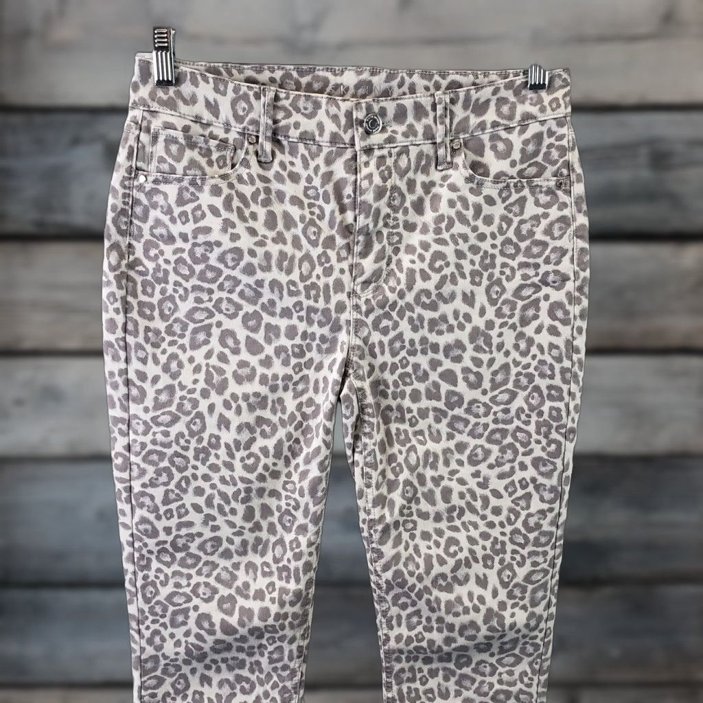 White House Black Market White House Black Market Jeans Womens Skinny Ankle Sz 4 Gray Animal Print 28in Inseam Size 27" / US 4 / IT 40 - 1 Thumbnail
