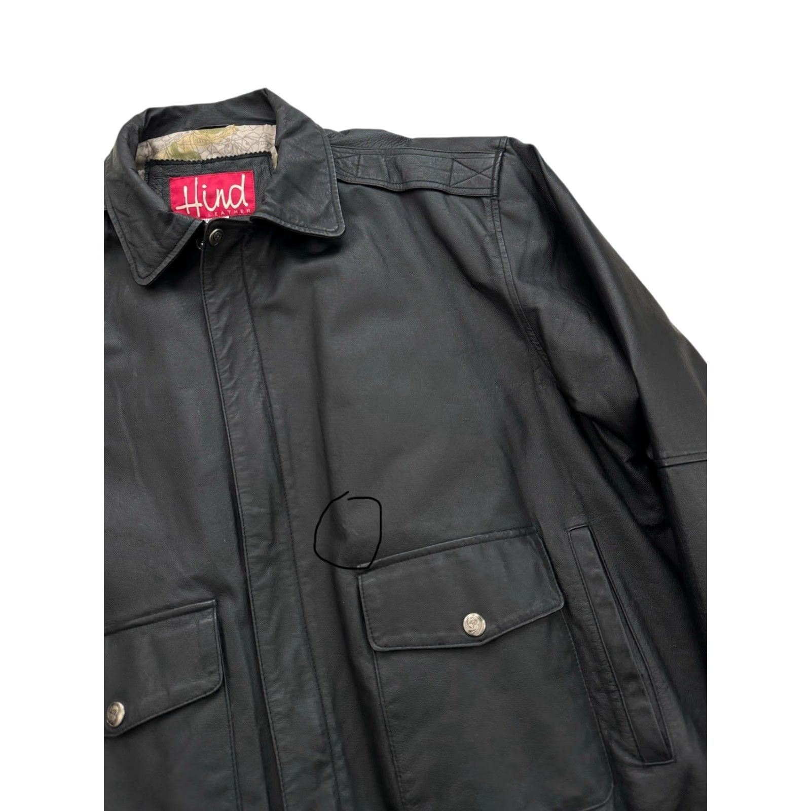 Vintage VINTAGE Hind Leather Bomber Jacket Black - Men's 3XL Size US XXL / EU 58 / 5 - 7 Thumbnail