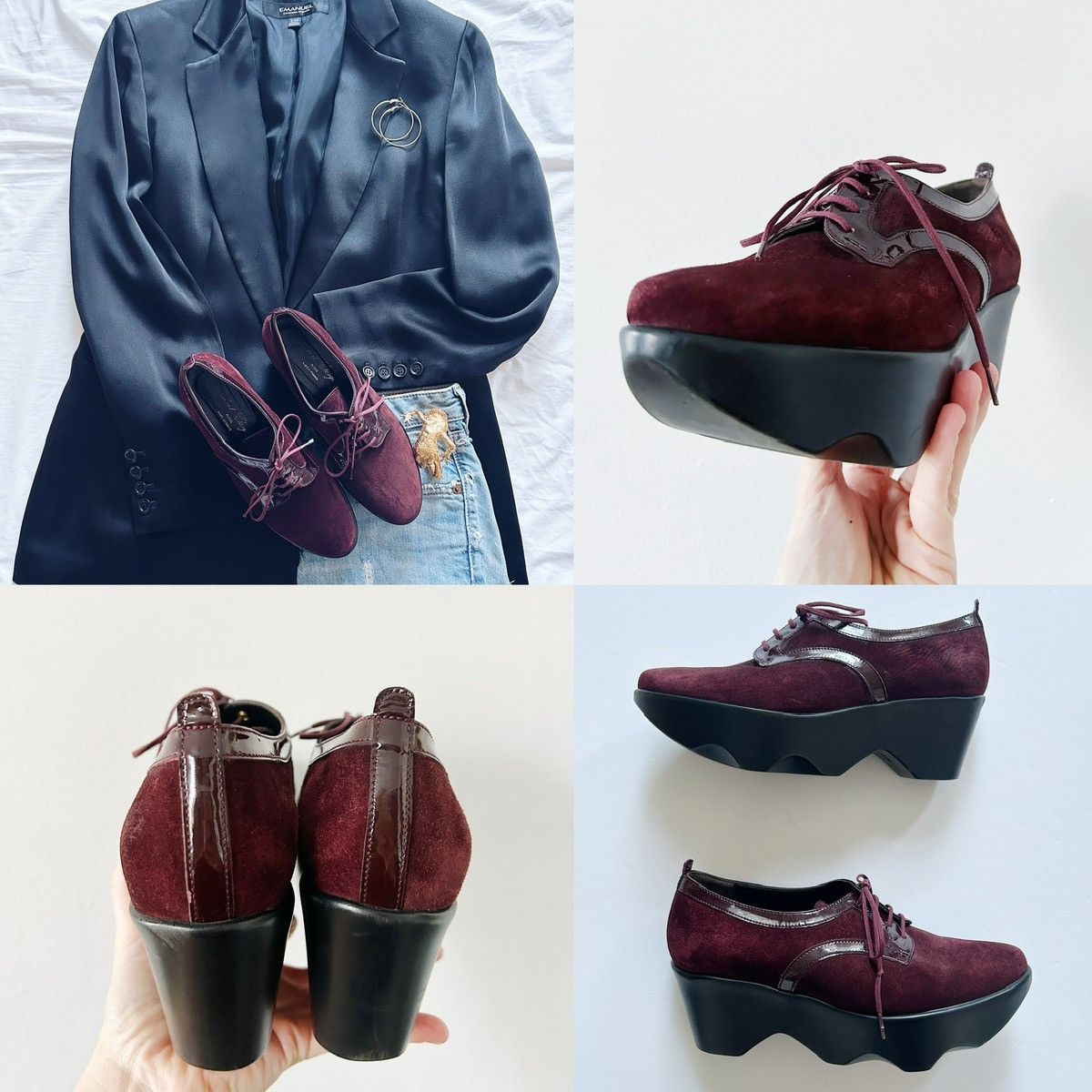 Robert Clergerie Robert Clergerie burgundy wedges made in France Size US 6.5 / IT 36.5 - 9 Thumbnail
