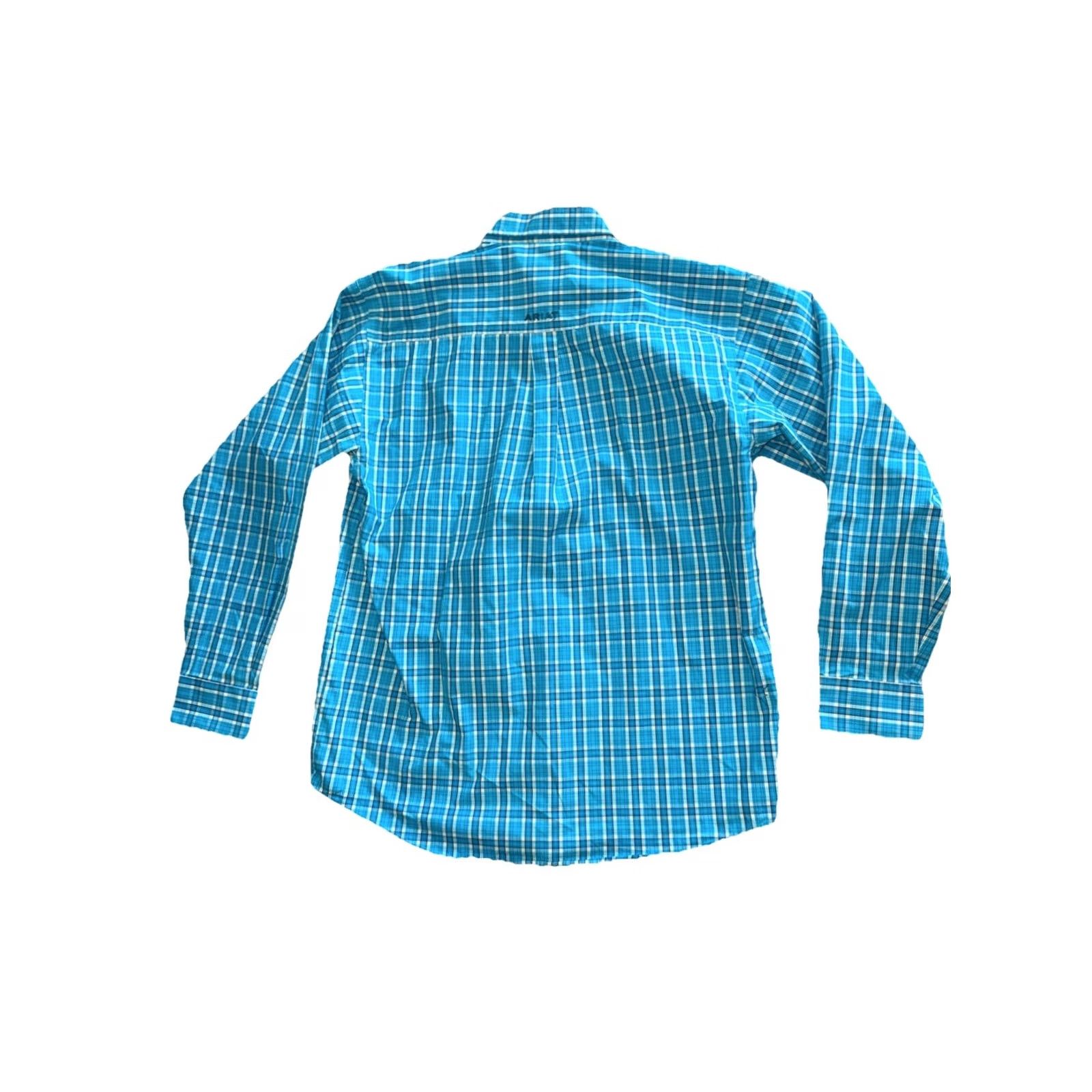 Ariat Ariat Pro Series Shirt Men’s Medium Teal Blue Plaid Button Up Western Cowboy Shirt Size US M / EU 48-50 / 2 - 2 Thumbnail