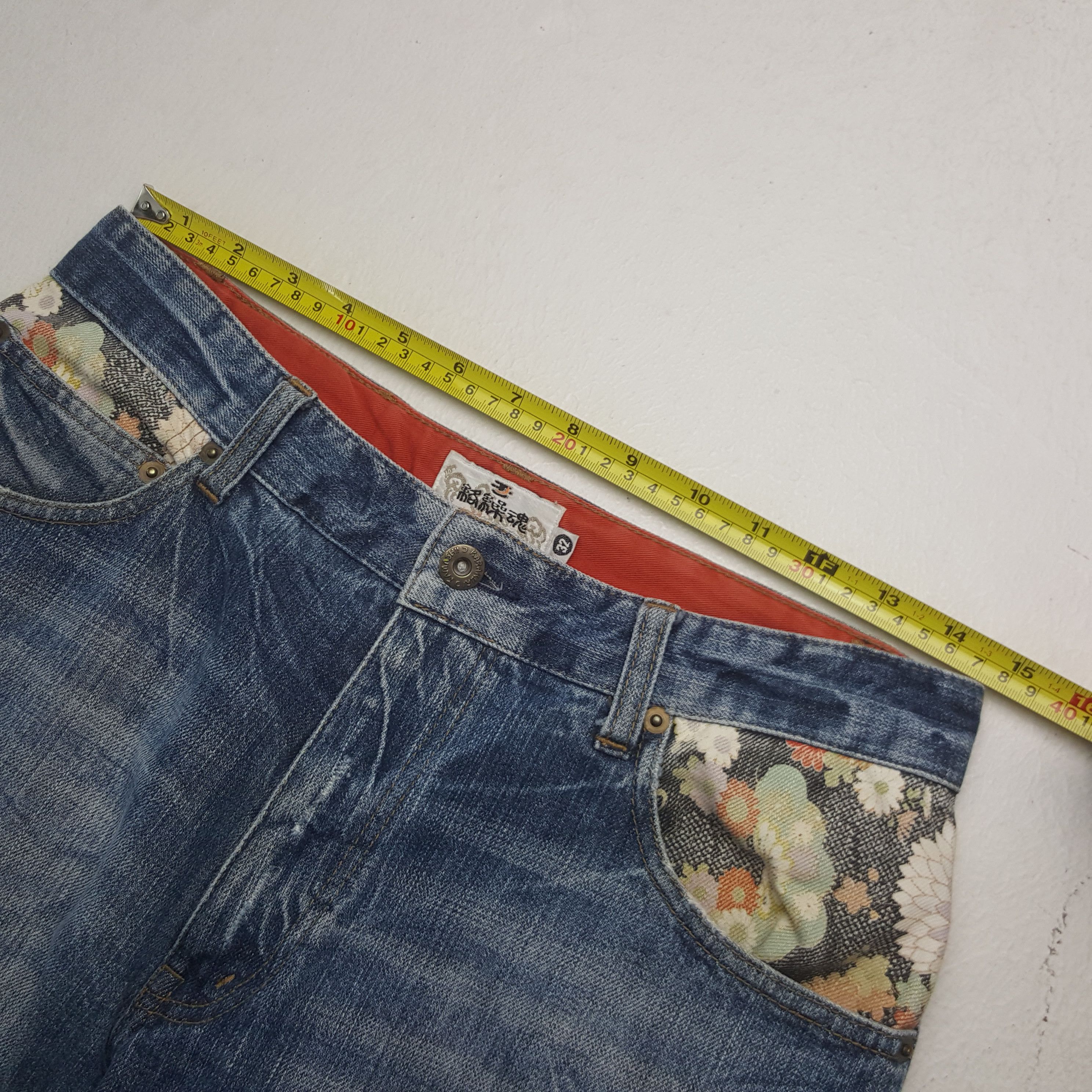 Japanese Brand Vintage Karakuri Tamashii Japanese Koi Art Denim Jeans RR9 Size US 29 - 10 Thumbnail