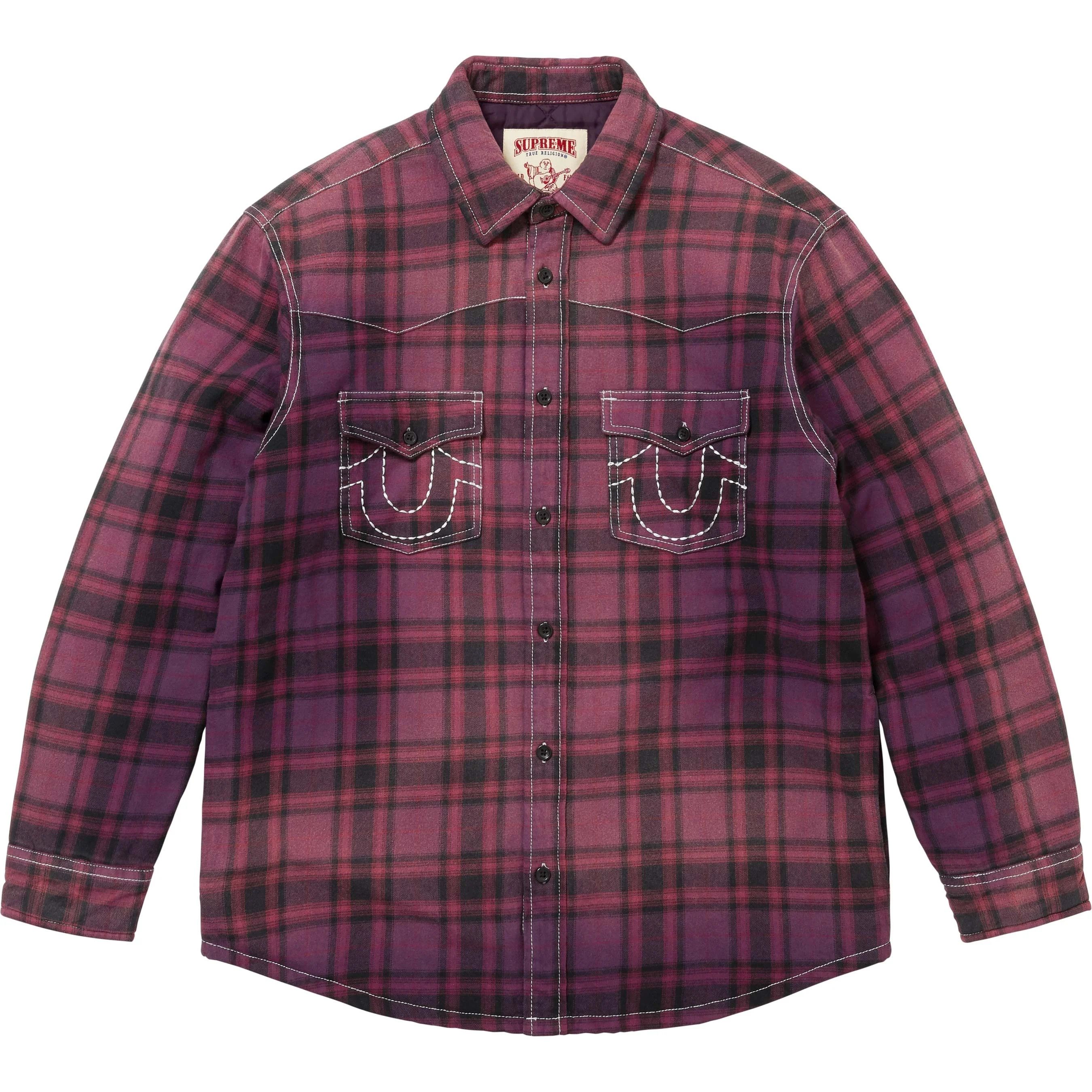 Supreme FW22 Supreme Heavy Flannel Dark Plum Purple lightly worn