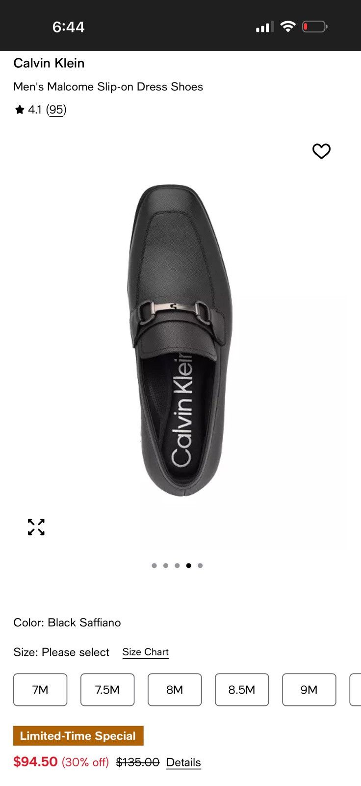 Calvin Klein Calvin Men's Malcome Slip-on Dress Shoes size 10,5 Size US 10.5 / EU 43-44 - 1 Thumbnail