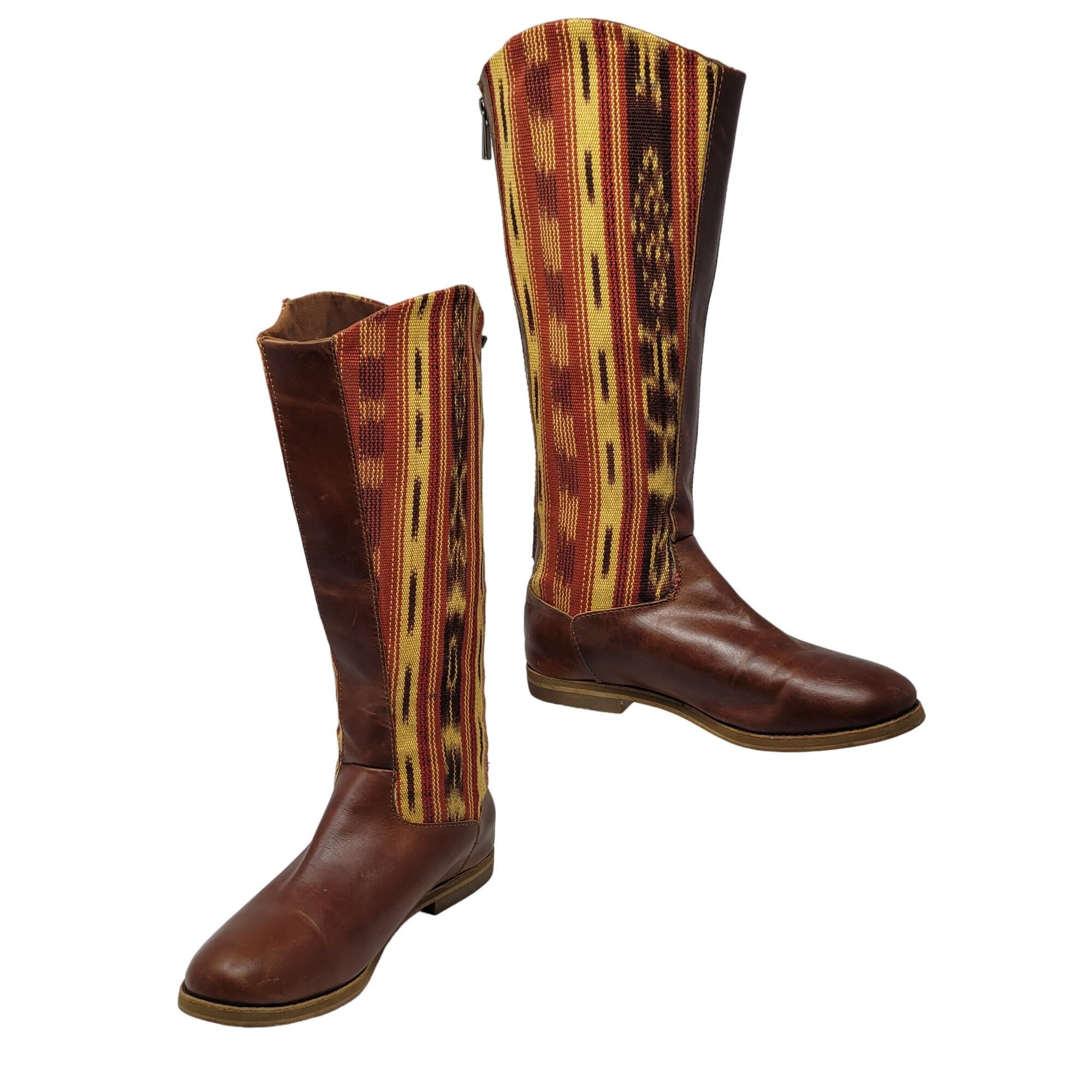 REEF Reef Santa Marta Leather Tapestry Tall Boots 7 Brown Hippie Size US 7 / IT 37 - 13 Thumbnail