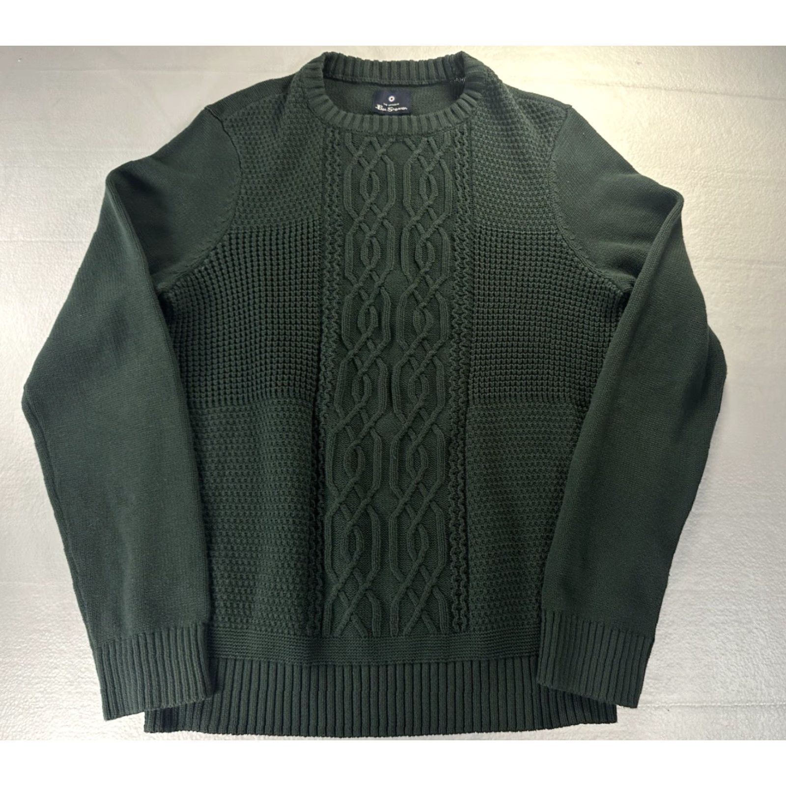 Ben Sherman Ben Sherman Sweater Men Medium Green Cable-Knit Long Sleeve Sweatshirt Pullover Size US M / EU 48-50 / 2 - 2 Thumbnail