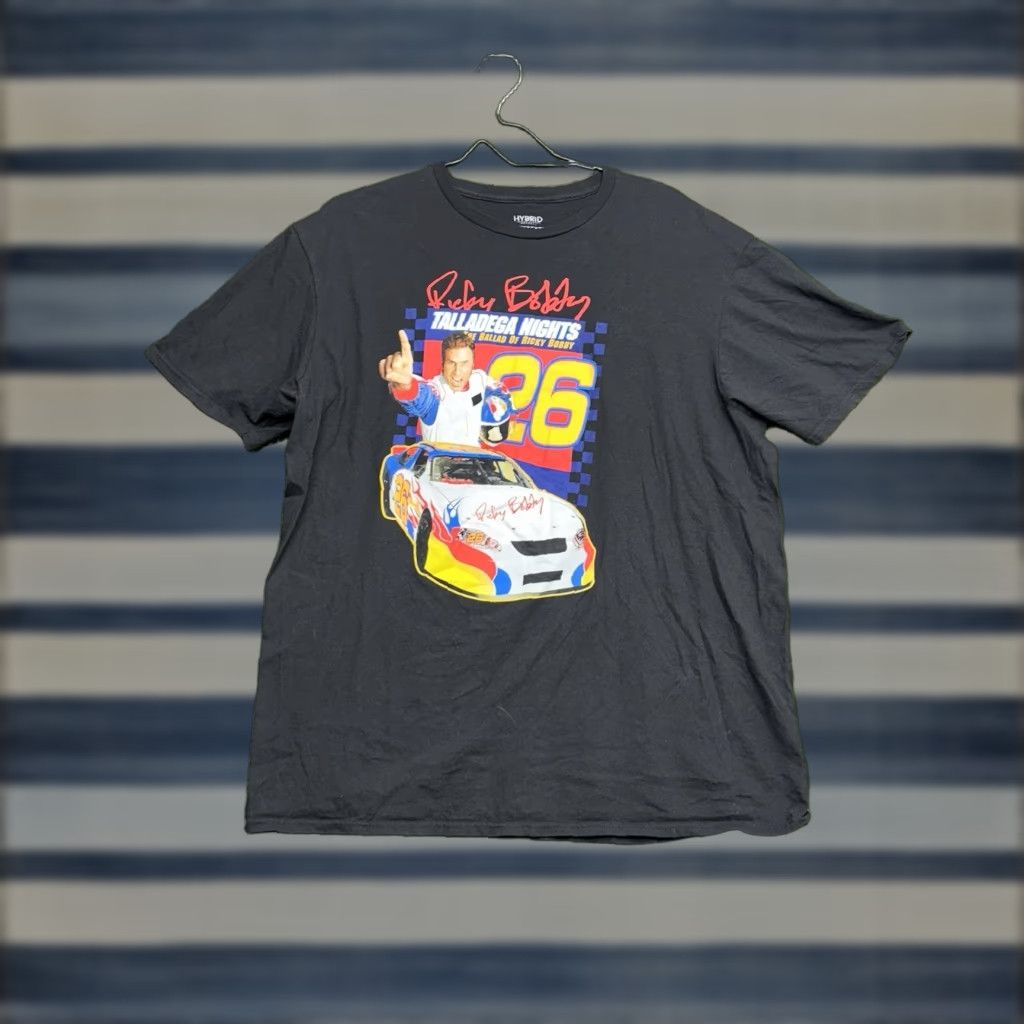 Vintage VINTAGE Hybrid Men’s XL Black Talladega Nights Ricky Bobby Racing Graphic Print Short Sleeve T-Shirt NASCAR Cars Dad Movie Size US XL / EU 56 / 4 - 1 Thumbnail