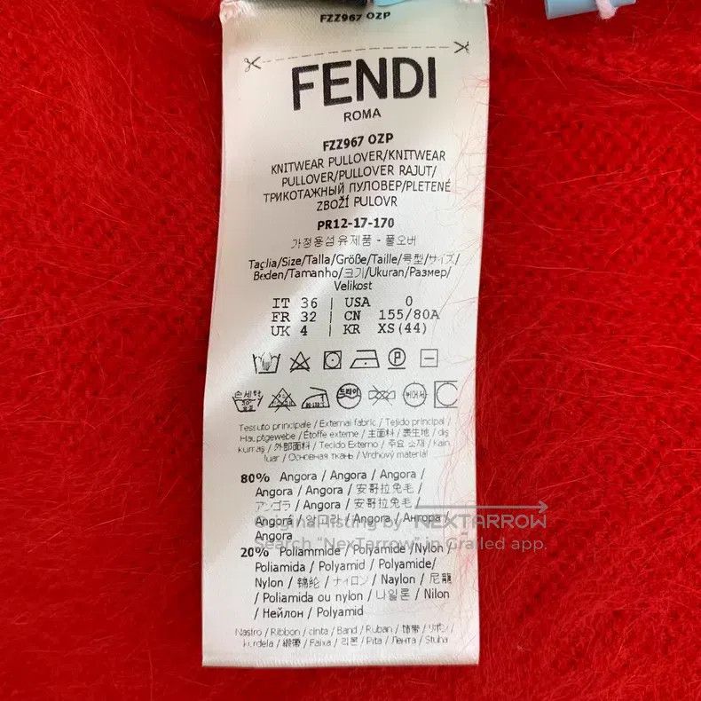 Fendi Fendi Red Laced Rabbit Hair Crewneck Long Sleeve Knit Top Size XXS / US 00 / IT 34 - 7 Thumbnail